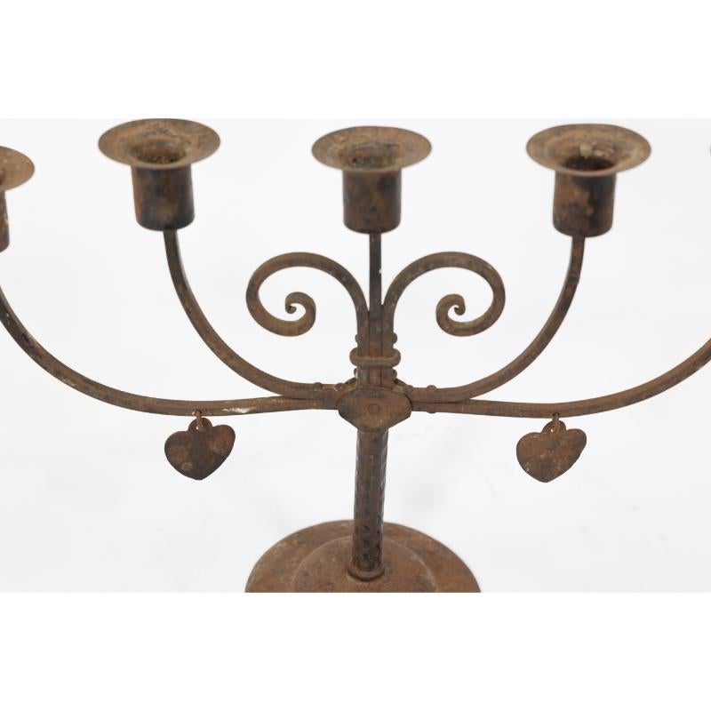 Goberg Germany Hugo Berger. Arts & Crafts five branch handmade iron candelabra. For Sale 3