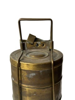 Vintage Brass Tiffin Box with Rich Patina, Decorative Object