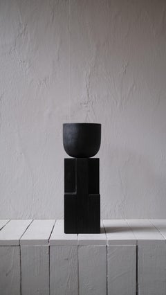 Black Iroko Wood Goblet Bowl, Signed Arno Declercq