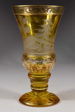 Gobelin-graviert, Jagdmotiv, gelber Lazure, in Gold bemalt, 19.-20. Jahrhundert