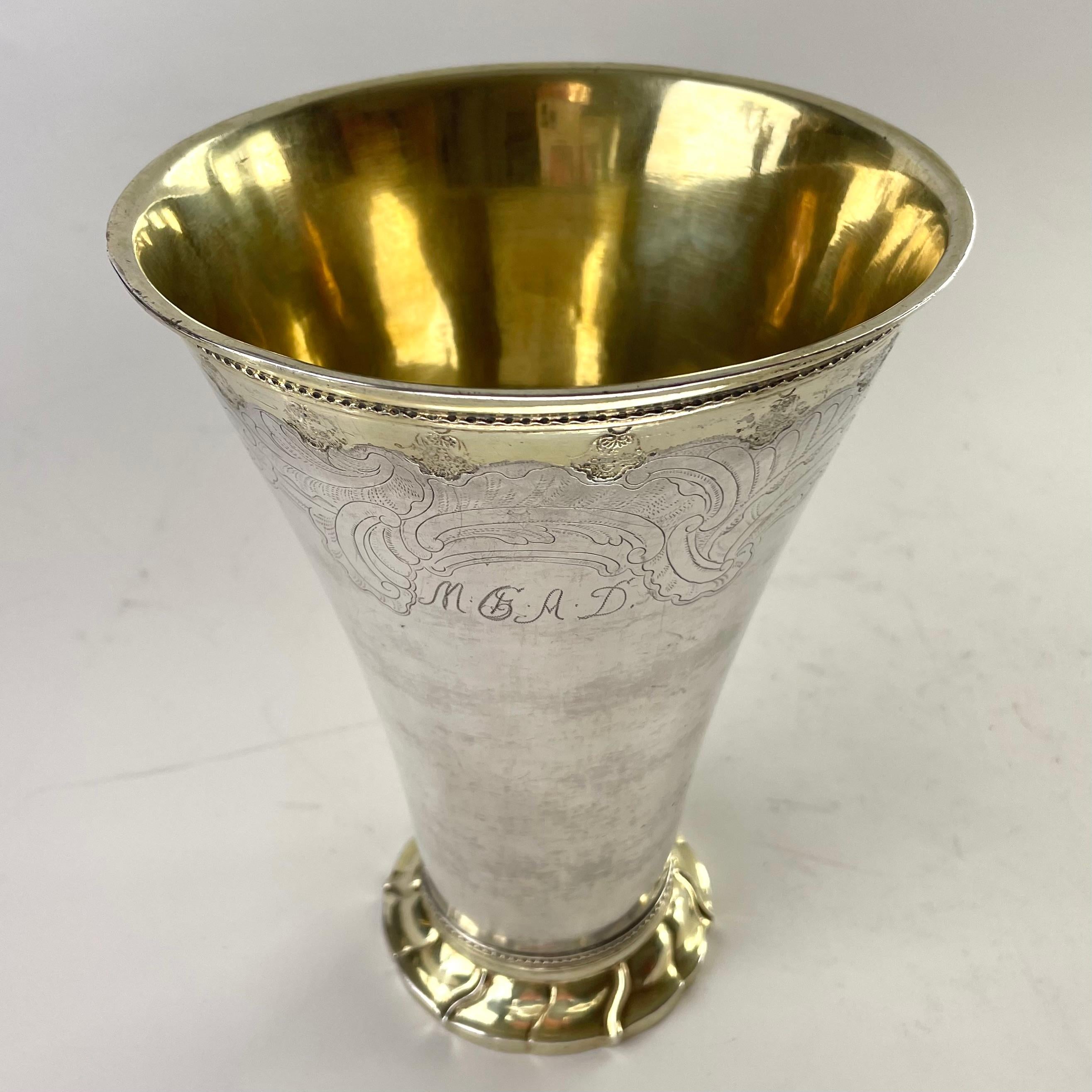 Mid-18th Century Goblet in Silver, partly gilded. Rococo by S. Westerstråhle the elder from 1765