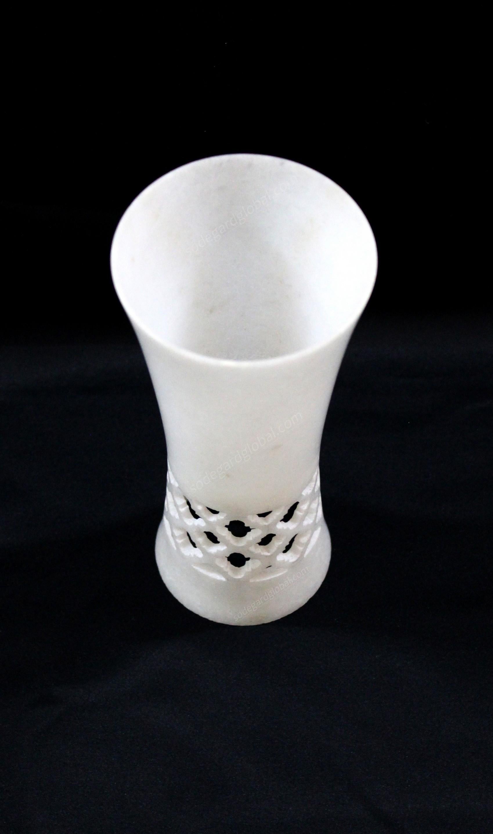 Indian Goblet in White Marble Handctafted in India by Stephanie Odegard For Sale