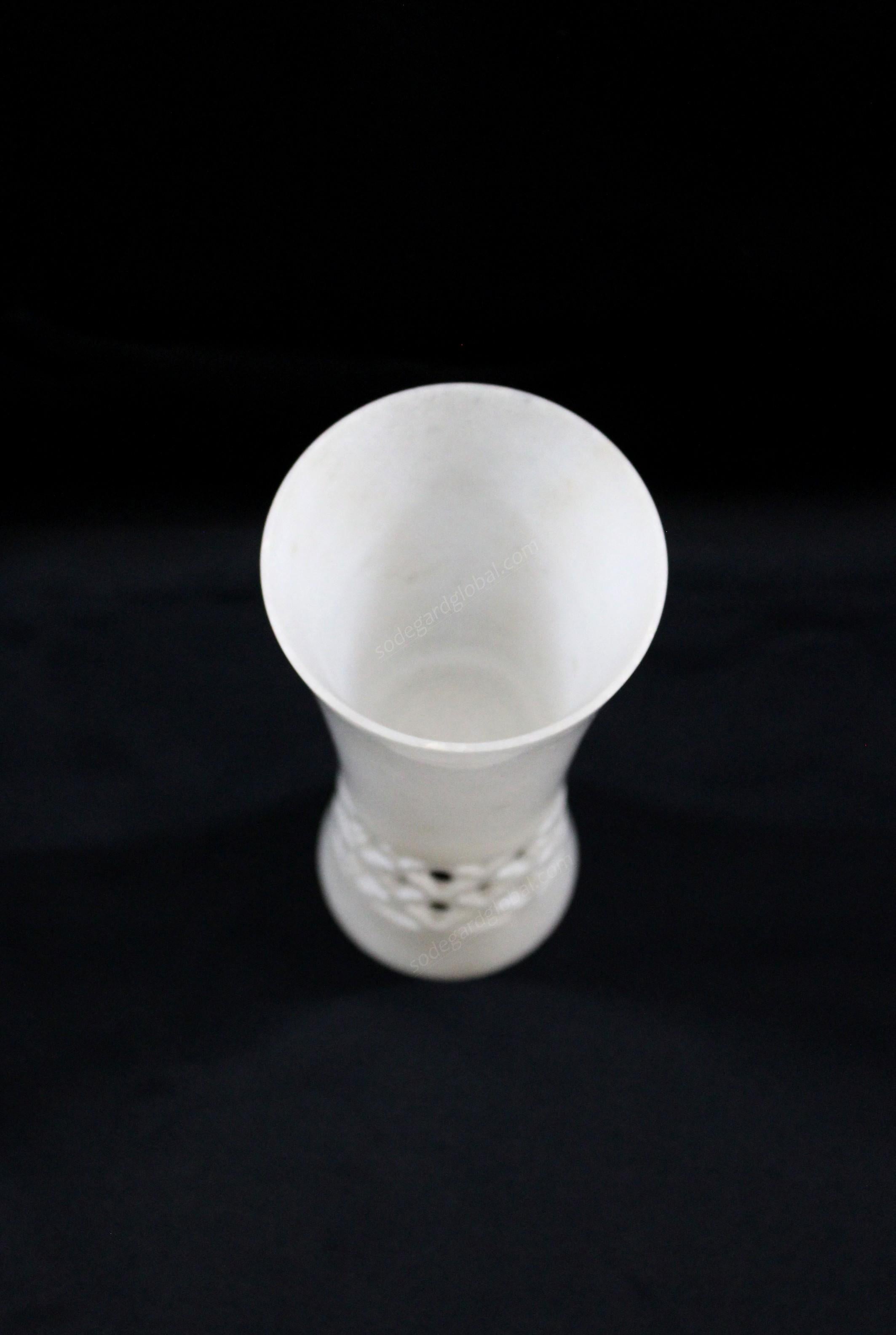 Hand-Carved Goblet in White Marble Handctafted in India by Stephanie Odegard For Sale