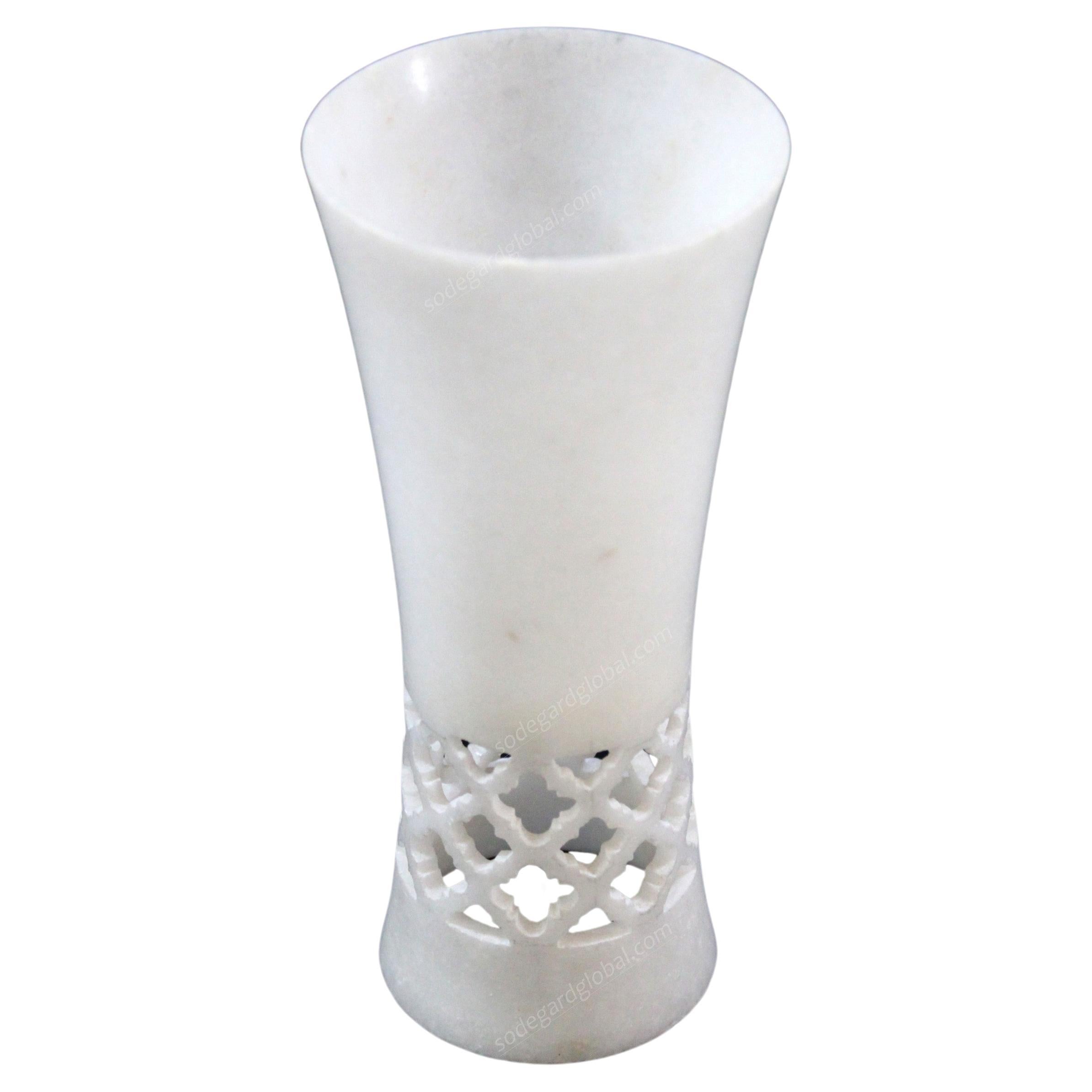 Goblet in White Marble Handctafted in India by Stephanie Odegard For Sale