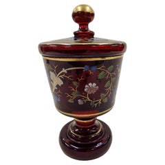 Antique Goblet, Lid Chalice, Glass, circa 1850, Biedermeier, Austria