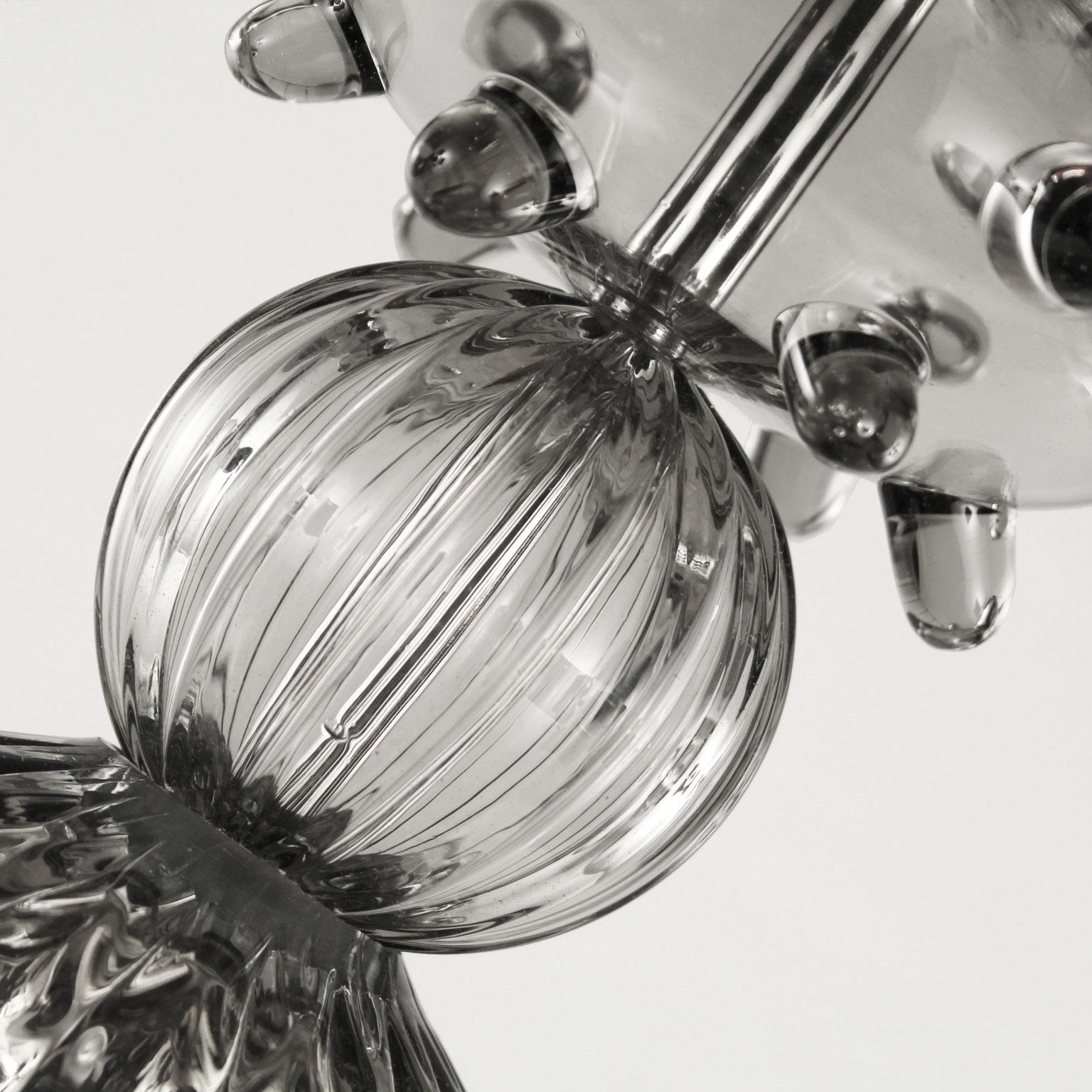 Other Artistic Suspension Lamp handblown in Grey Murano Glass by Multiforme For Sale