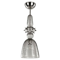 Artistic Suspension Lamp handblown in Grey Murano Glass by Multiforme