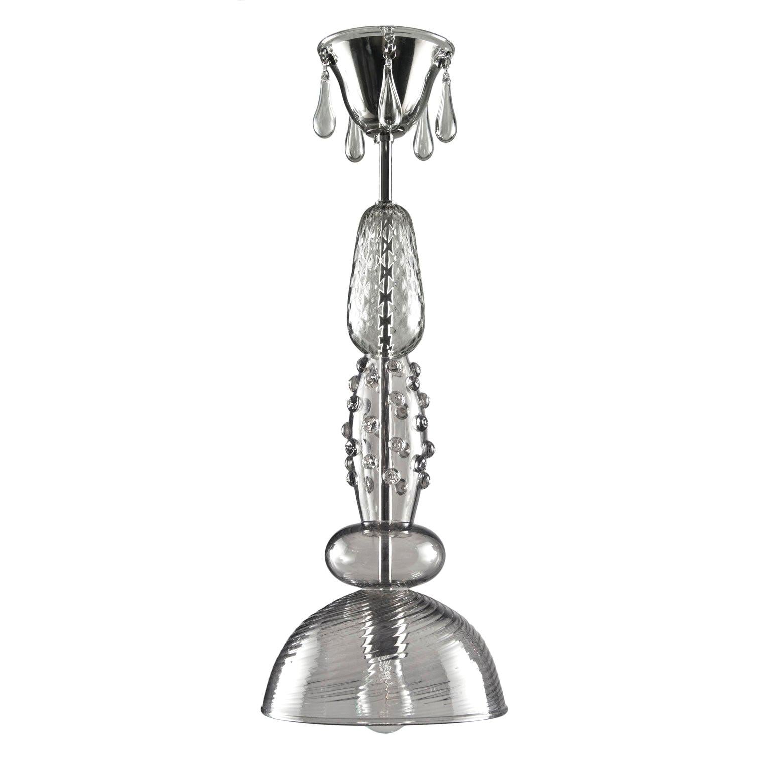 Artistic Suspension Lamp handblown in Grey Murano Glass by Multiforme