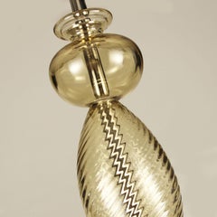 Artistic suspension lamp handmade smoky quartz Murano glass by Multiforme