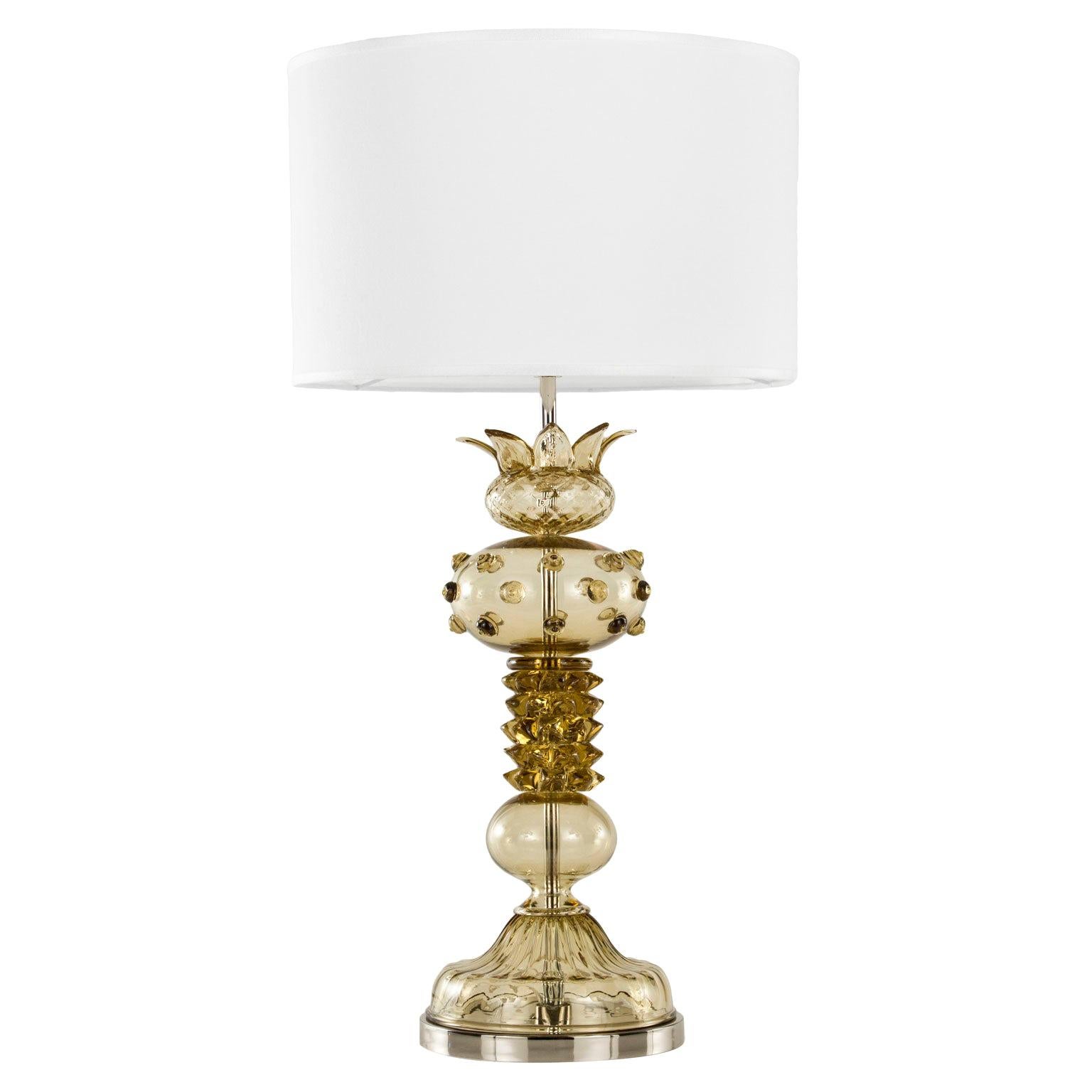 Artistic Table Lamp Smoky Murano Glass Rostrato, Balloton, Rigadin by Multiforme