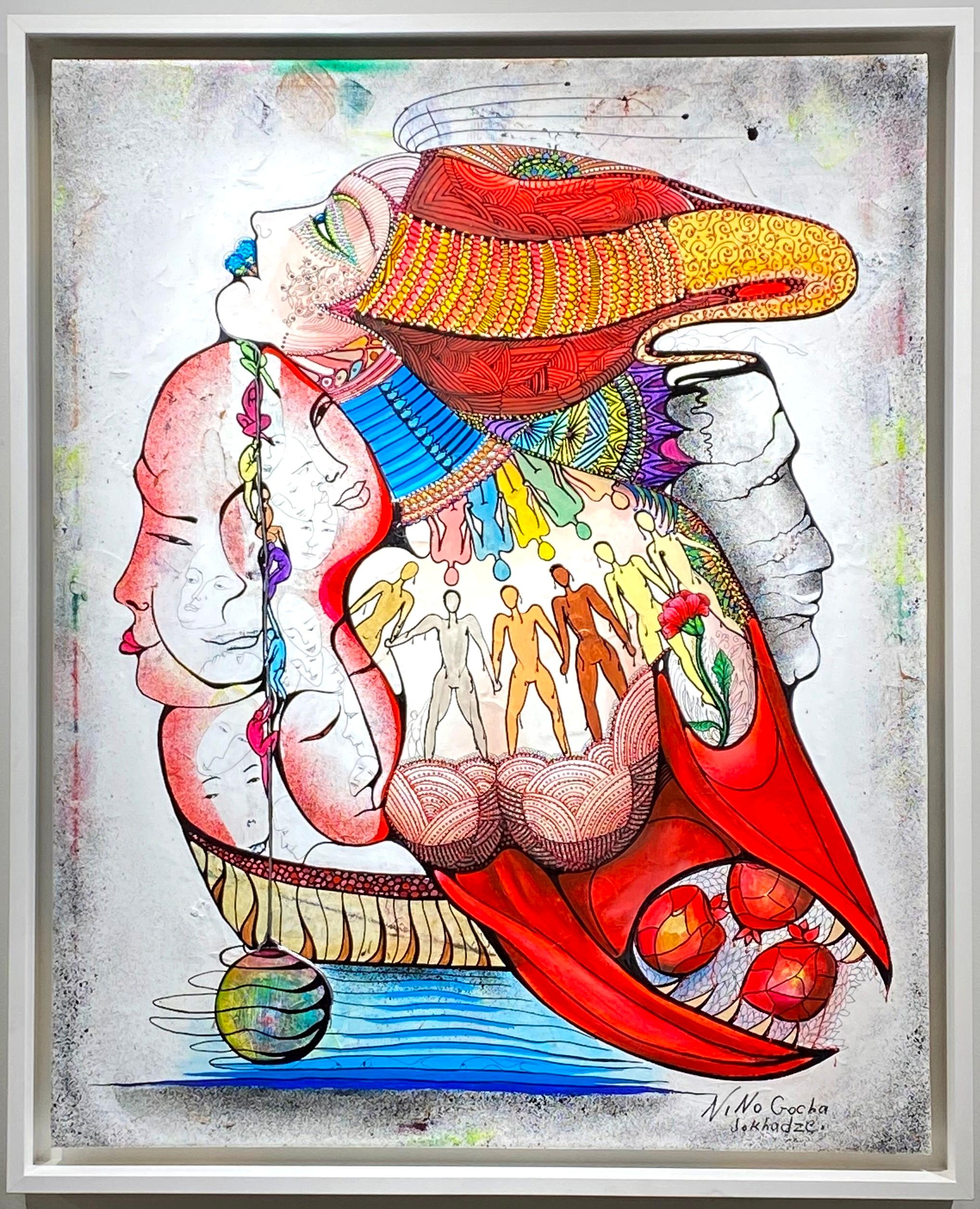 Gocha Nino Jokhadze, Original acrylic on canvas painting. "l'acrobate du cirque"