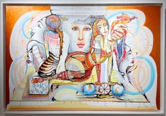 Gocha Nino Jokhadze Original acrylic on canvas painting "l'humeur féminine"