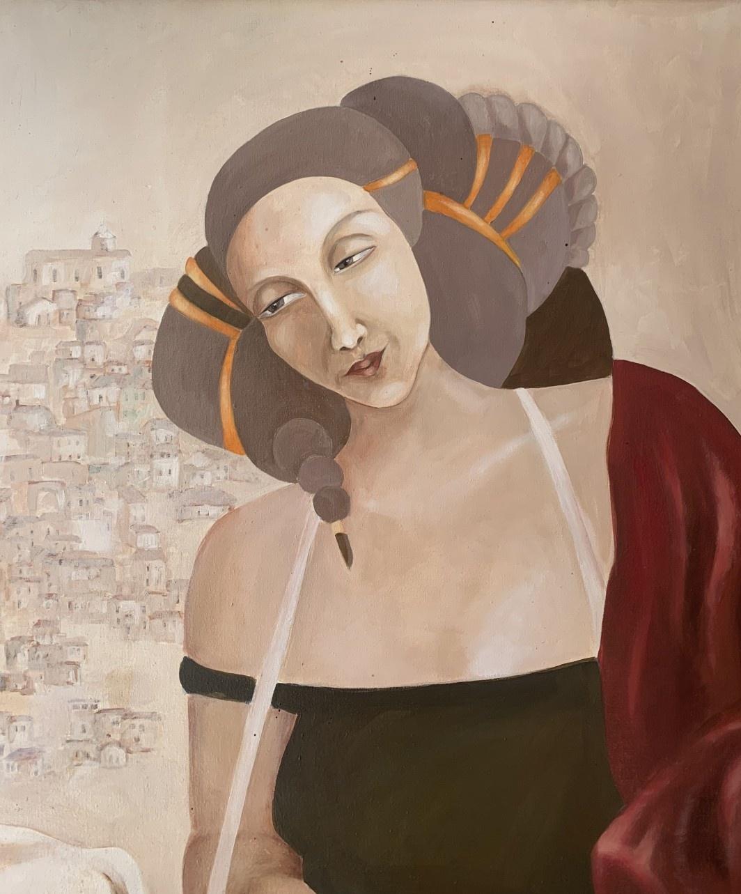 Perros blancos. Pintura figurativa contemporánea al óleo sobre lienzo, artista polaco en venta 1