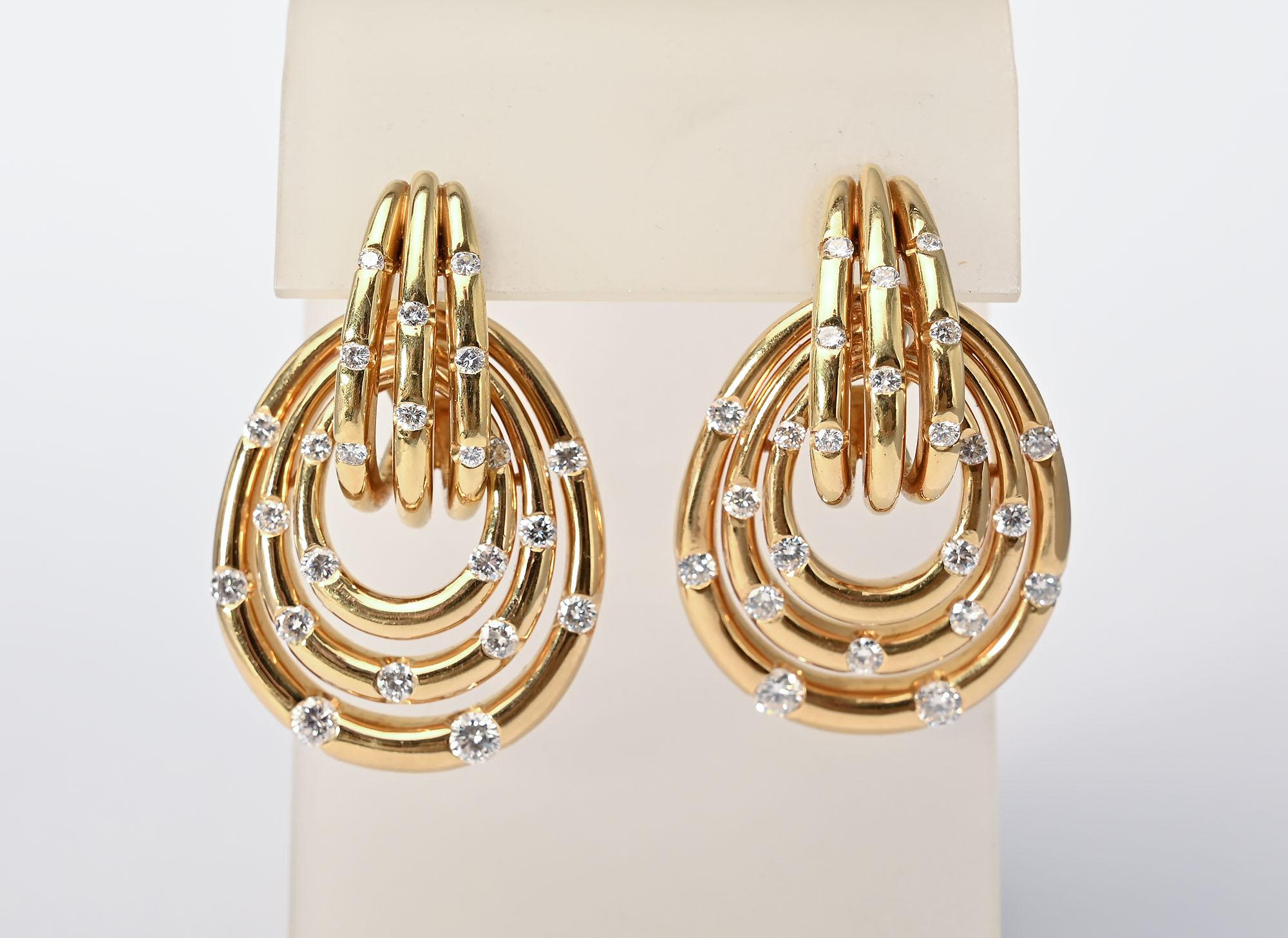Brilliant Cut God and Diamond Mix and Match Hoop Earrings For Sale