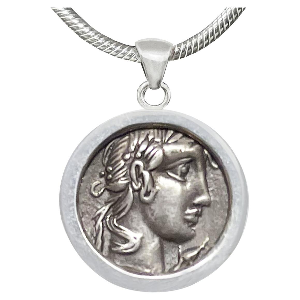 God Apollo Authentic Roman Coin '48 BC' Sterling Silver Pendant by Vibius Pansa