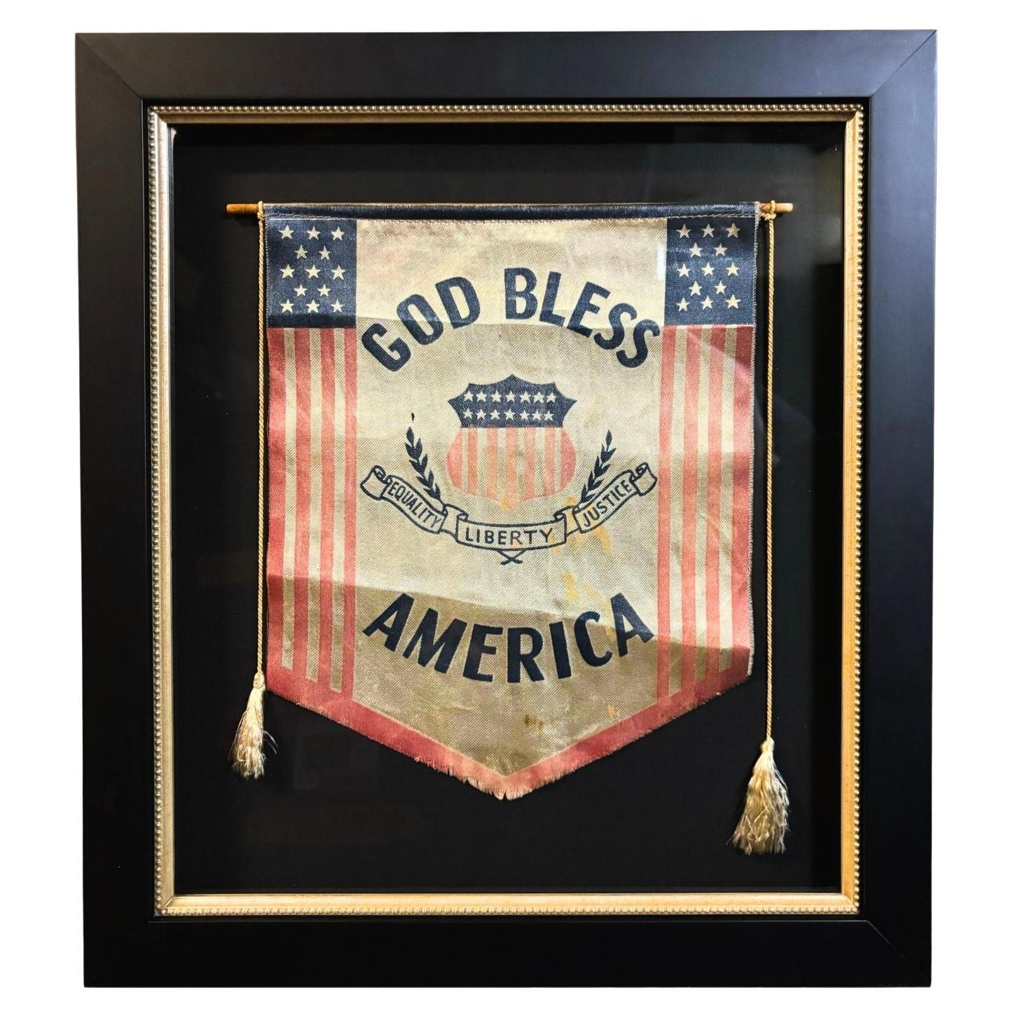 "God Bless America" WWI Printed Banner