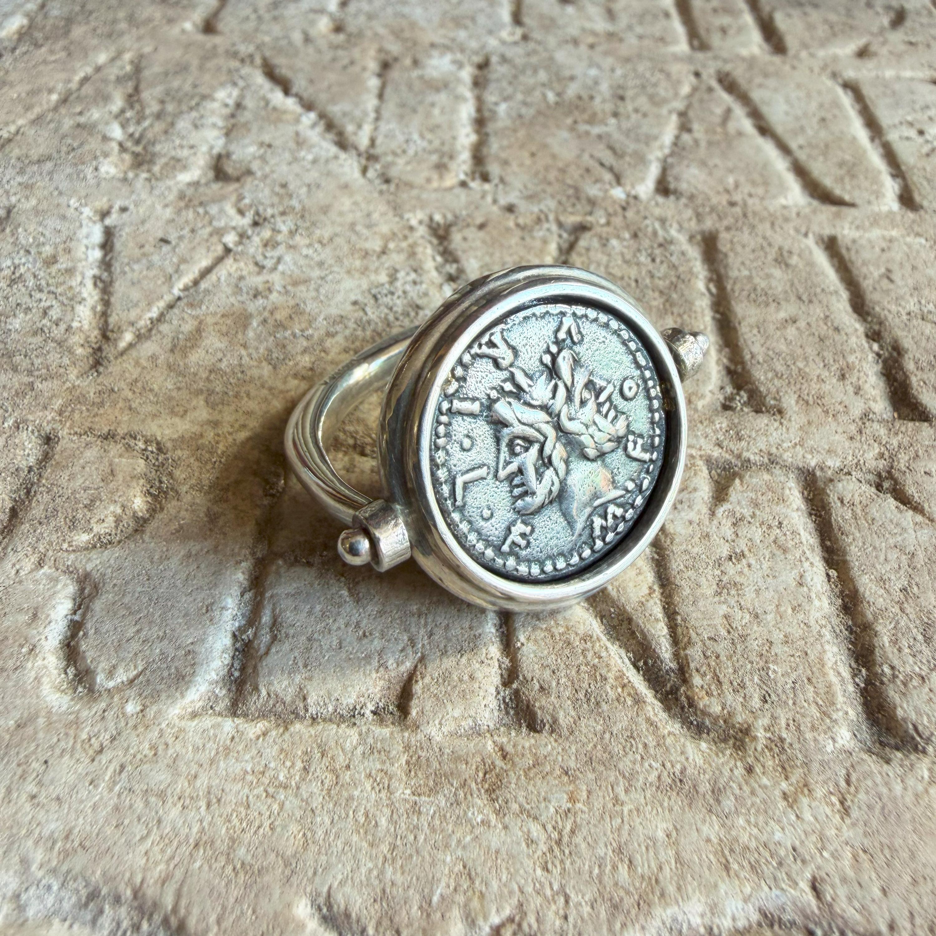 DIEU JANUS Véritable pièce de monnaie romaine antique 2ème siècle. A Silver Silver Unisexe en vente