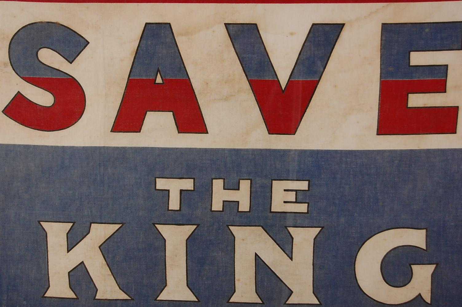 Early 20th century God Save the King flag, used for coronations and post war days of celebration. As expected historical marks and staining. Professionally framed, England, circa 1920.