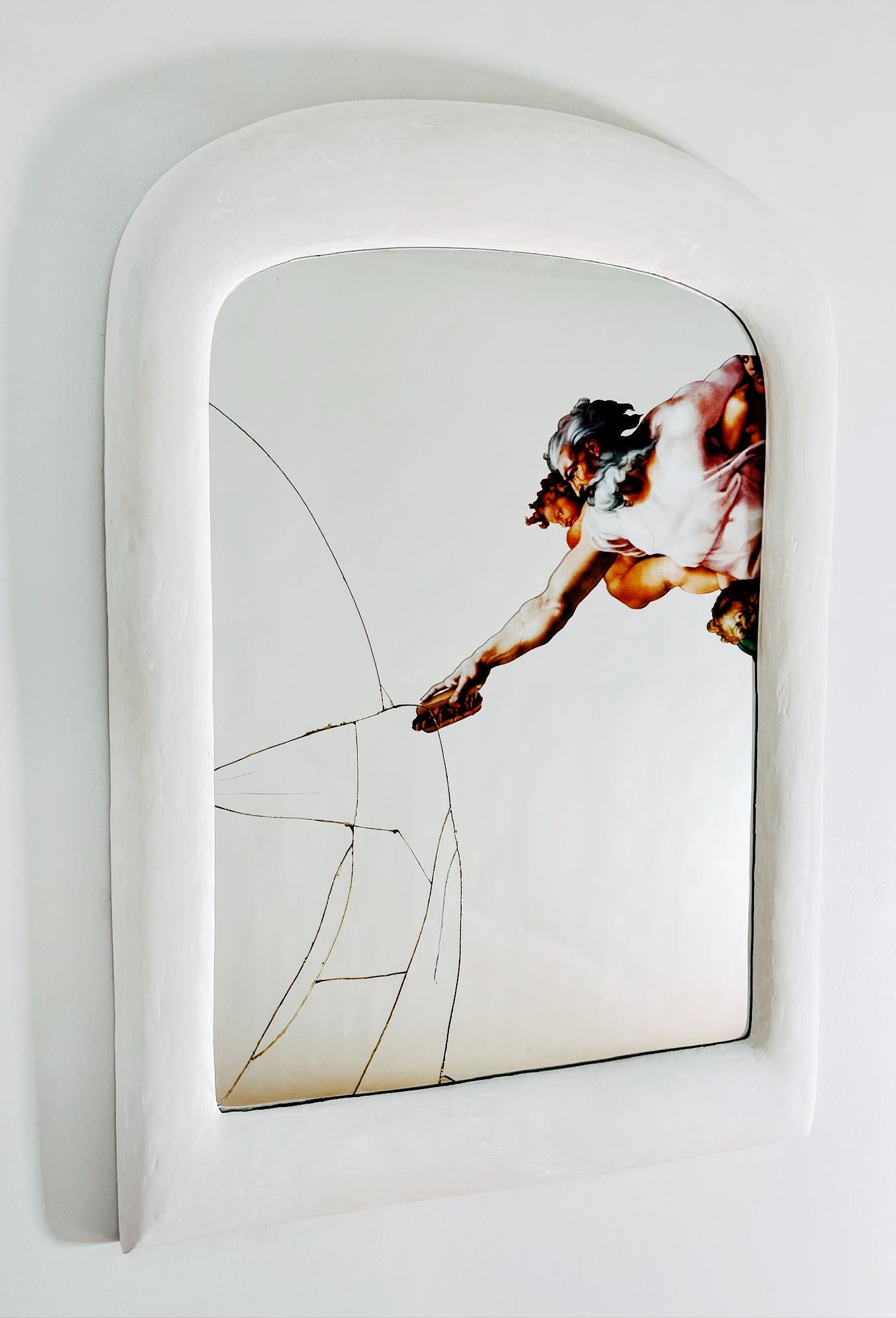 Modern God with Dog Mirror - Contemporary Hand Made Mirror by Artist Gabriel Anderson For Sale