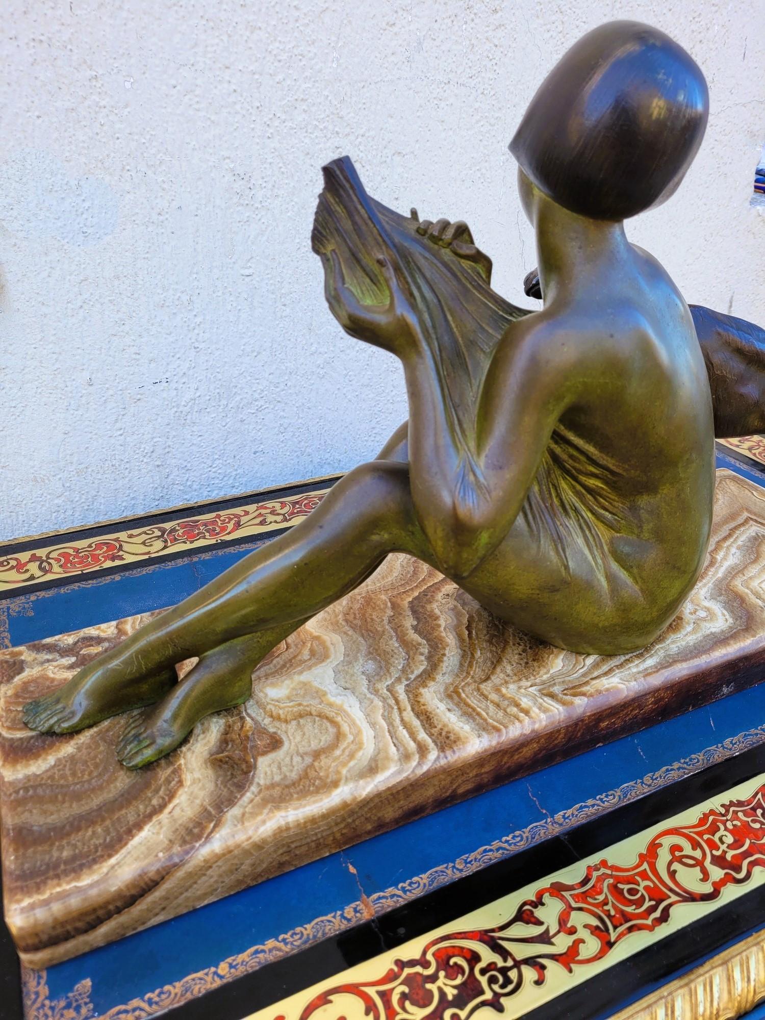 Godard, Woman And Lamb, Art Deco Bronze, 20th Century For Sale 12