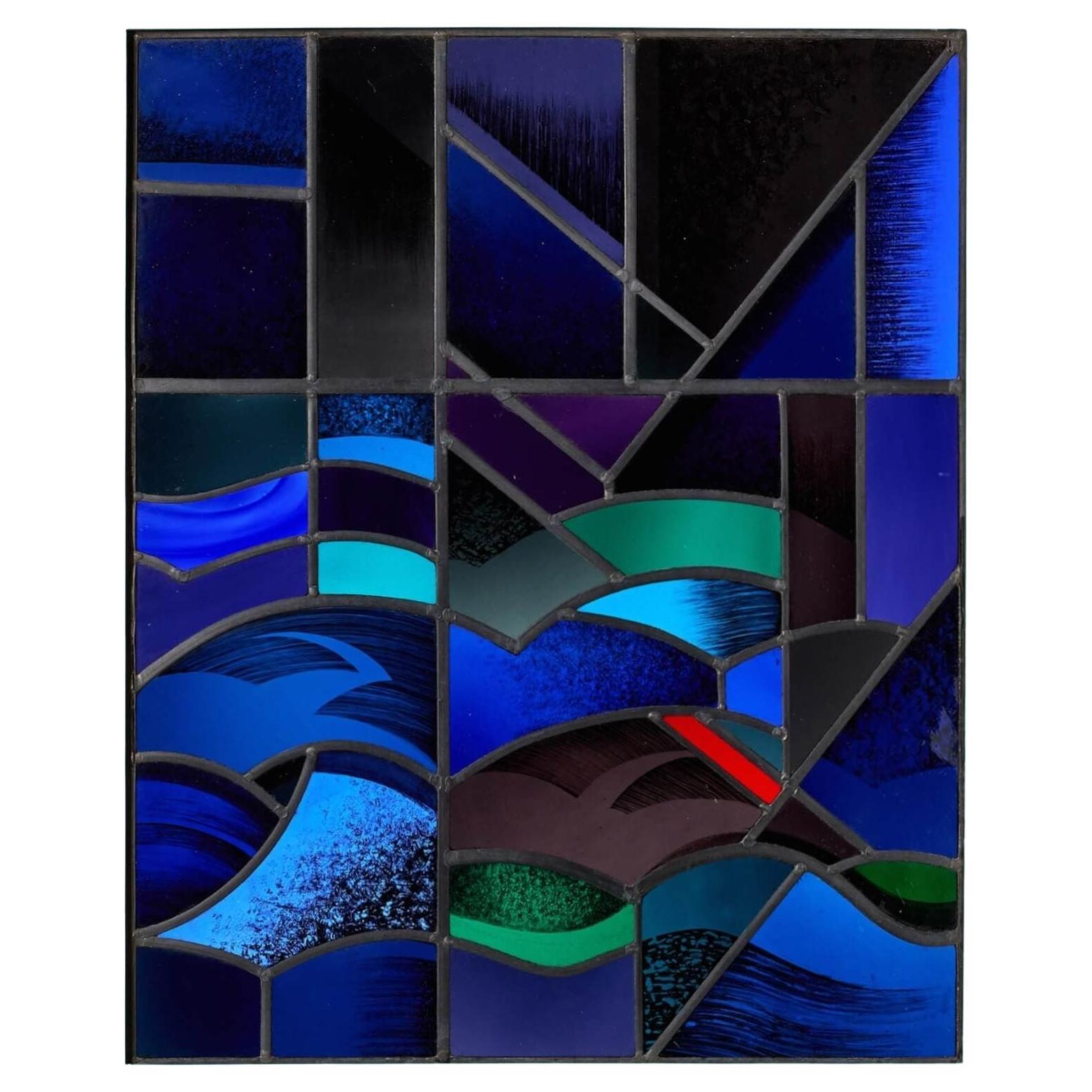 Goddard & Gibbs Panneau de vitrail abstrait moderne