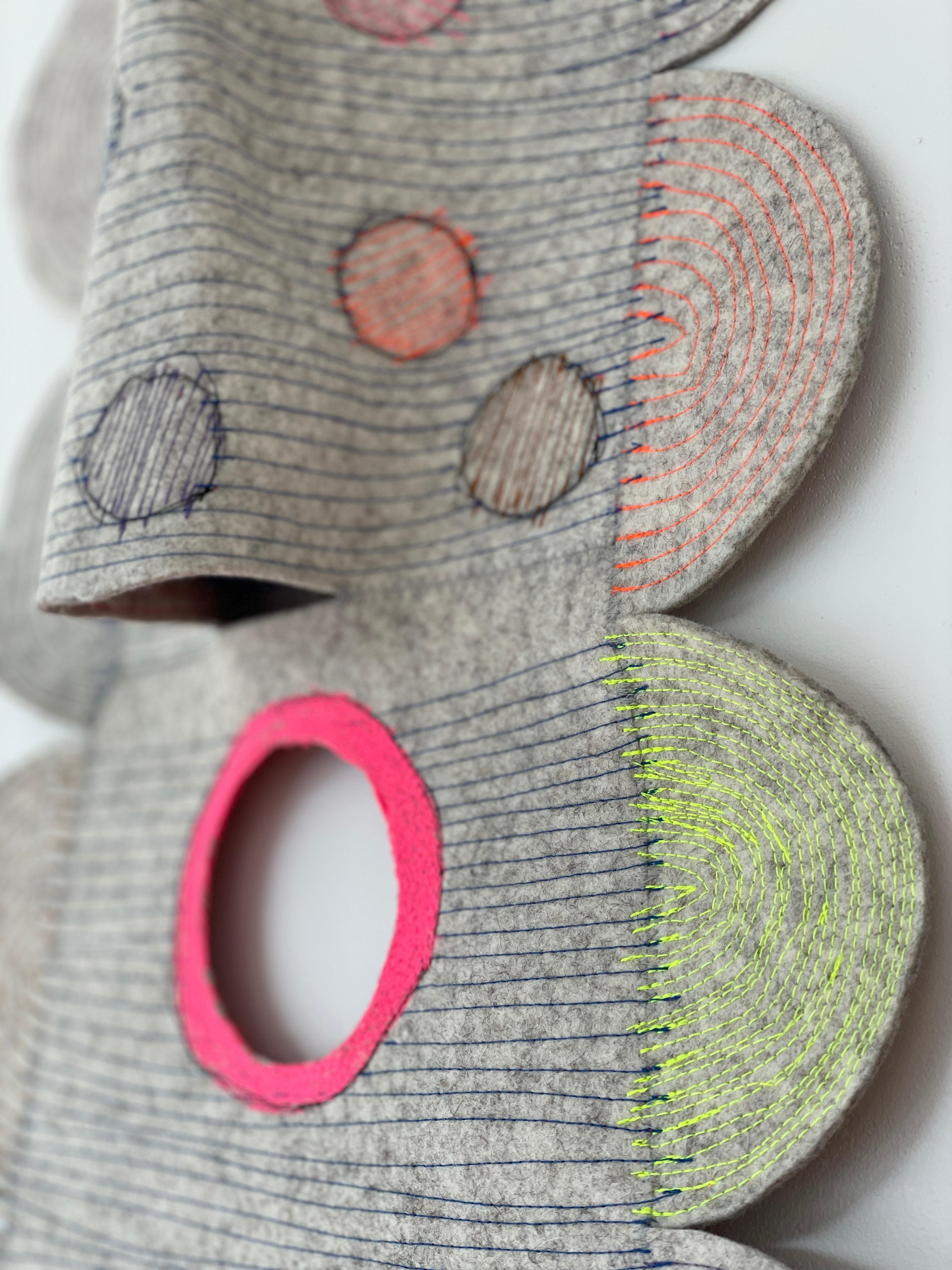 Goddesses is Elodie’s series of stitched characters. Each goddess manifests emotions and personalities using multi-color threads to sketch out features and create decorative outfits.
 