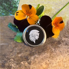 GODDESS ATHENA Hand-Painted on Onyx 925 Silver Pendant