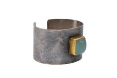 Goddess Cuff in Sterling Silver with Aqua Stone by Tagili Designs