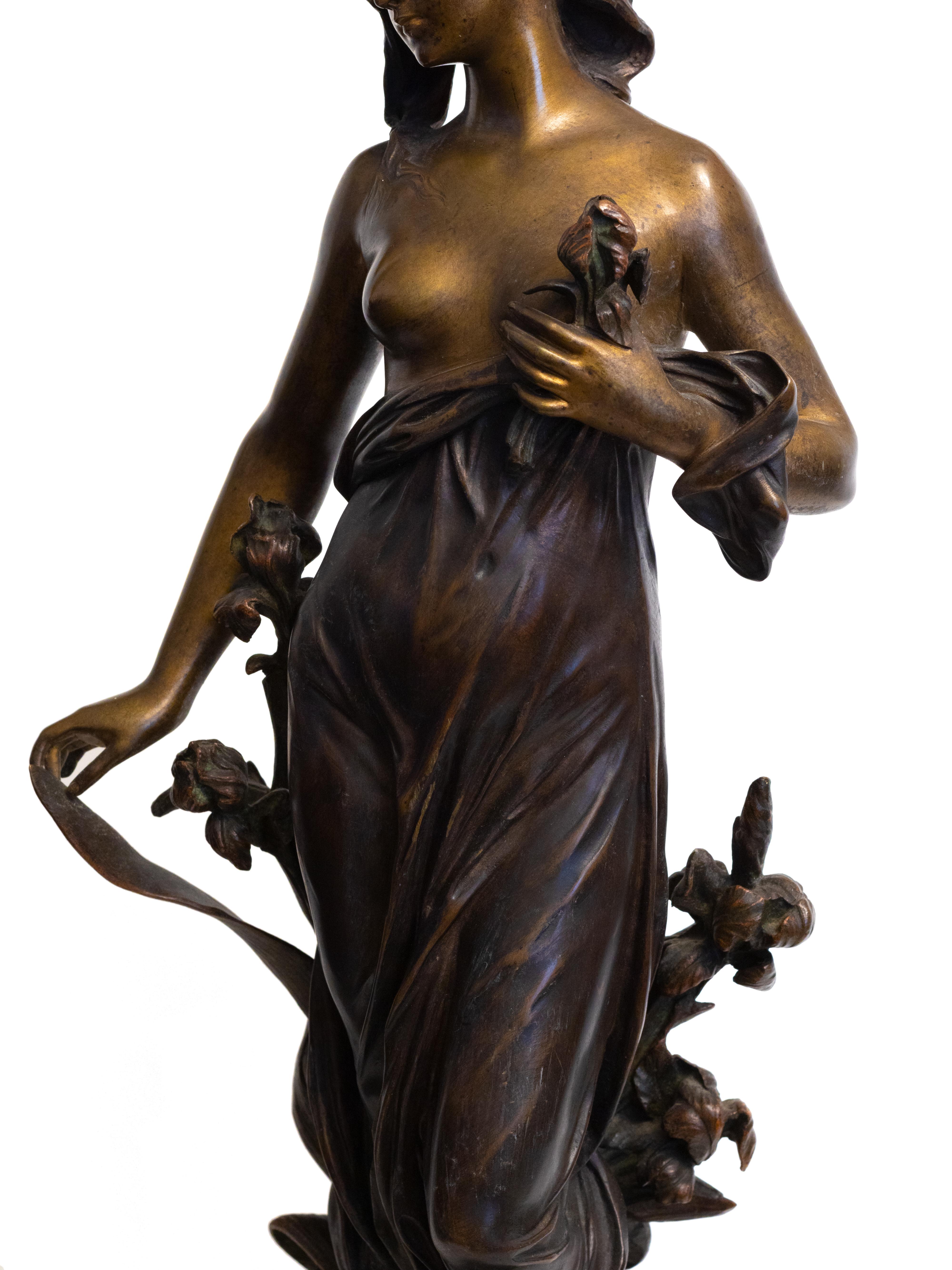 Sculpture en bronze de la déesse Diane par Edouard Drouot, 19ème siècle en vente 6
