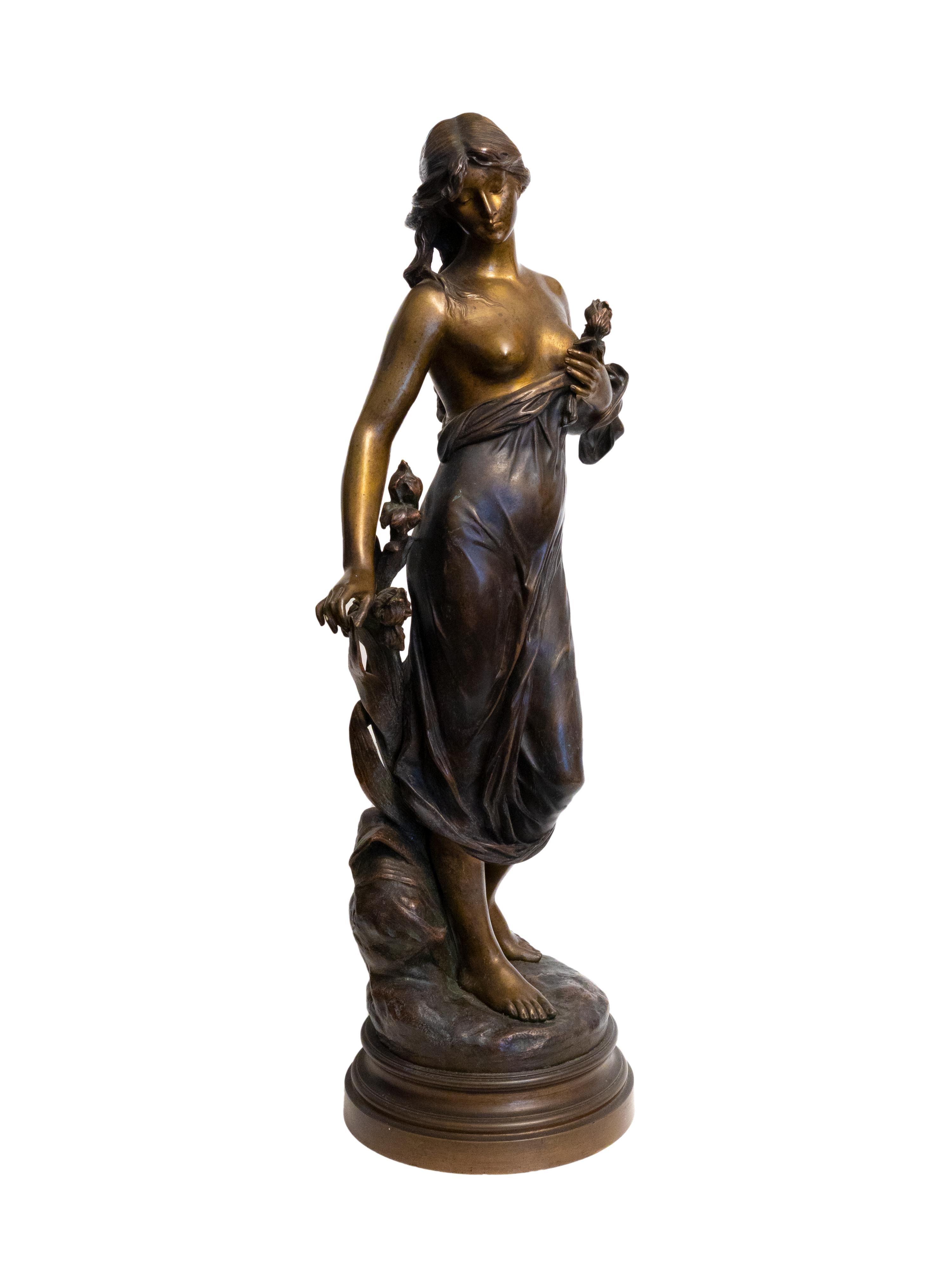French Goddess Diana Bronze Sculpture by Edouard Drouot, 19th Century For Sale
