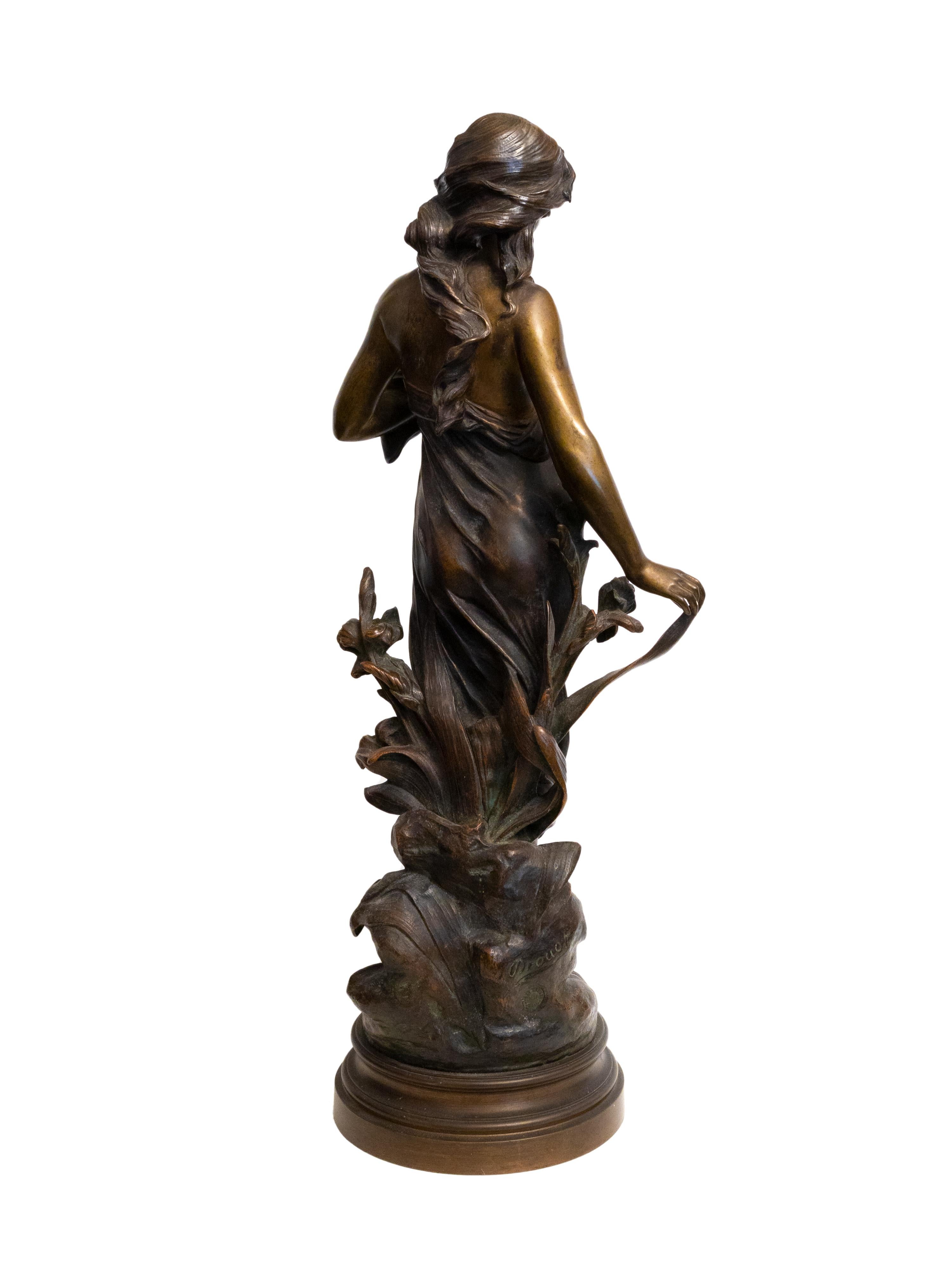 Patinated Goddess Diana Bronze Sculpture by Edouard Drouot, 19th Century For Sale