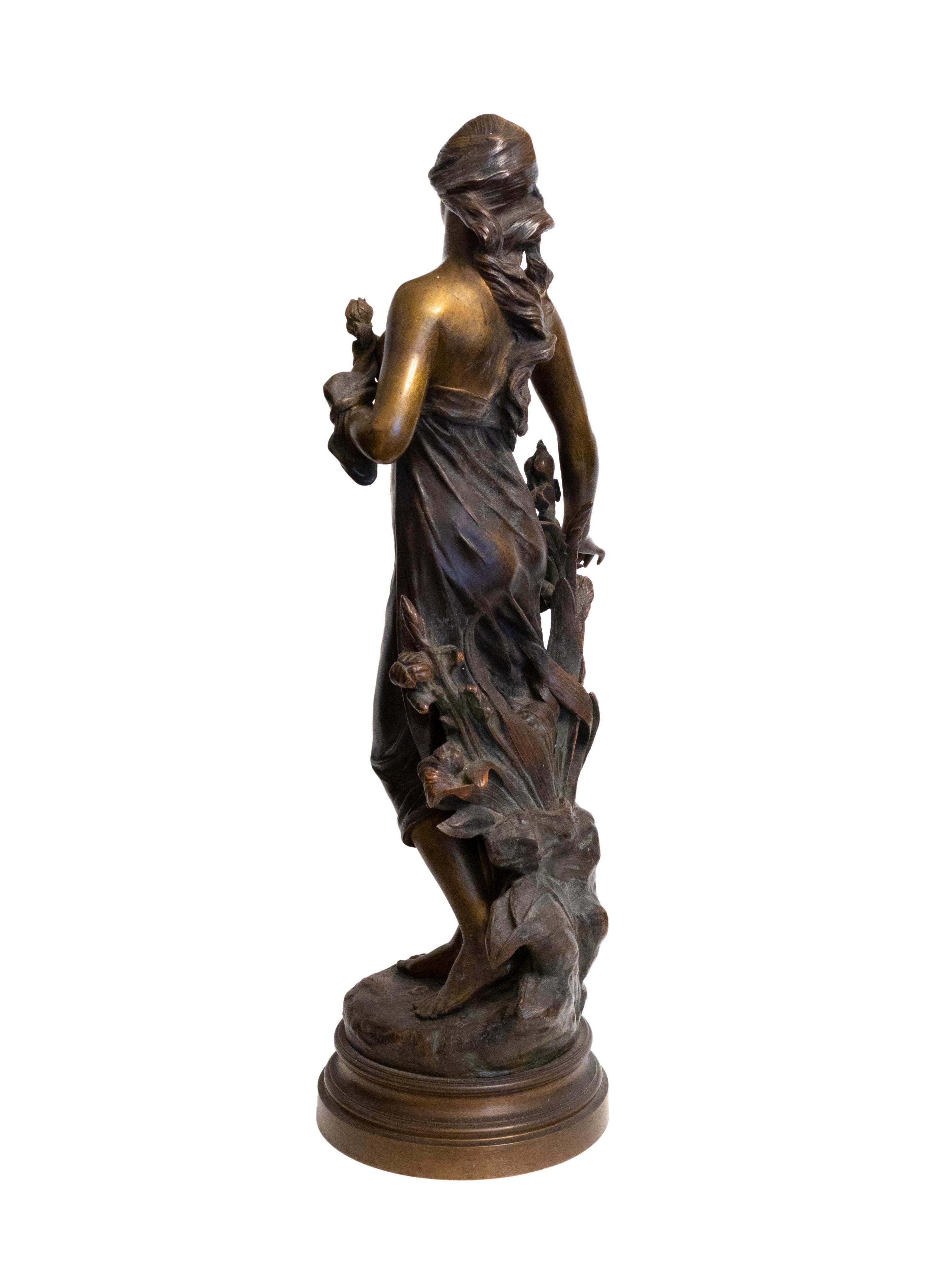 Goddess Diana Bronze Sculpture by Edouard Drouot, 19th Century In Good Condition For Sale In Lisbon, PT