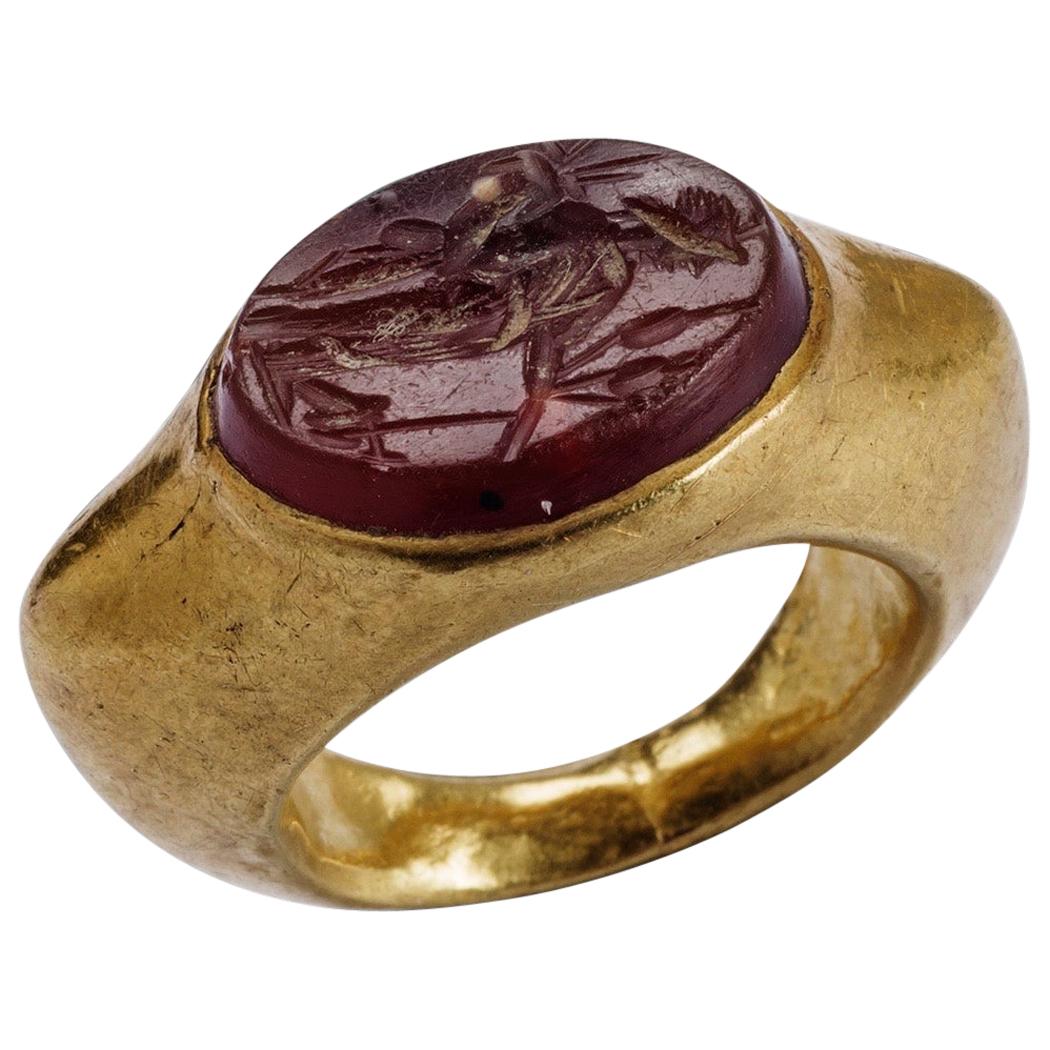 Goddess Fortuna Carnelian Roman Ring, Imperial Era, 1st-2nd c AD, Provenance
