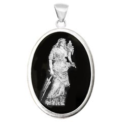 GODDESS FORTUNA Pendentif peint à la main sur onyx 925