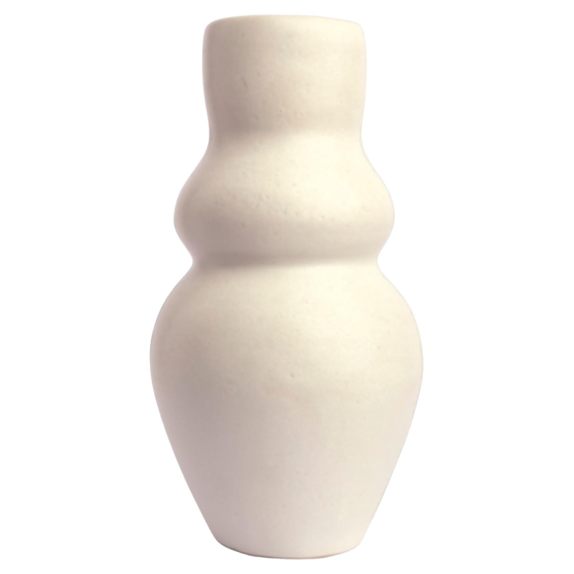 Goddess Handmade Organic Modern Clay Vase in Bone White For Sale
