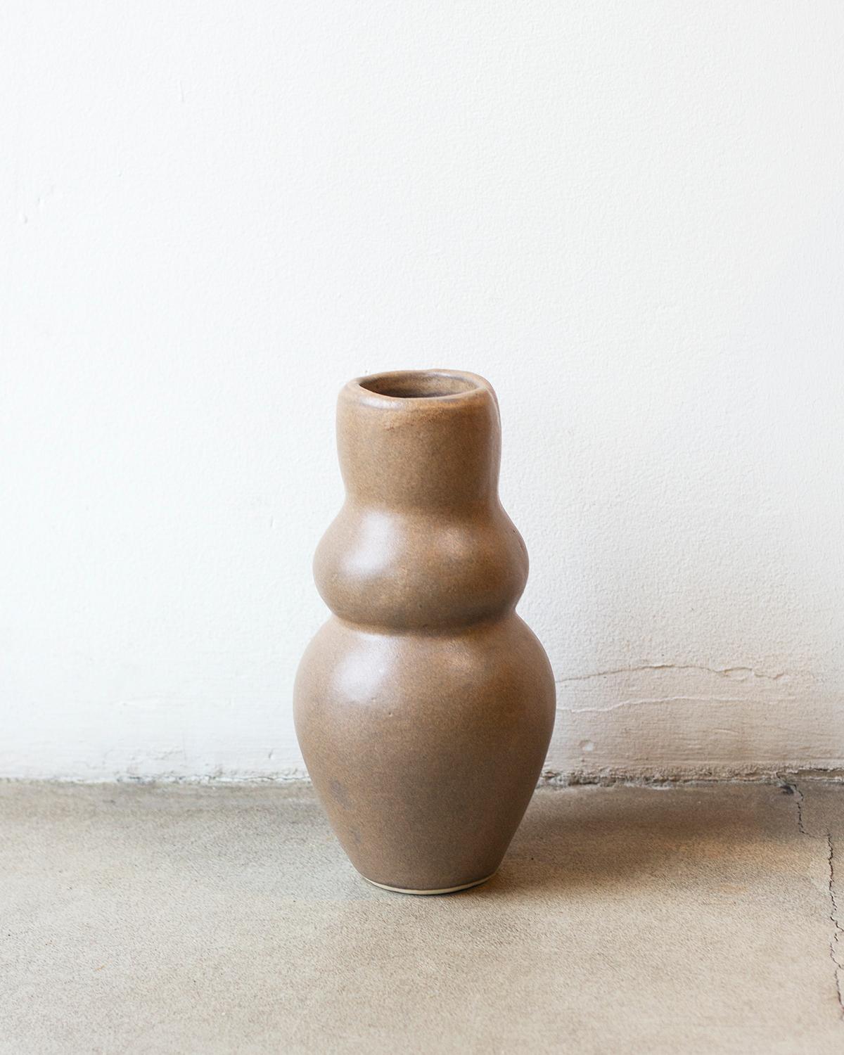 Hand-Crafted Goddess Handmade Organic Modern Clay Vase in Taupe  For Sale