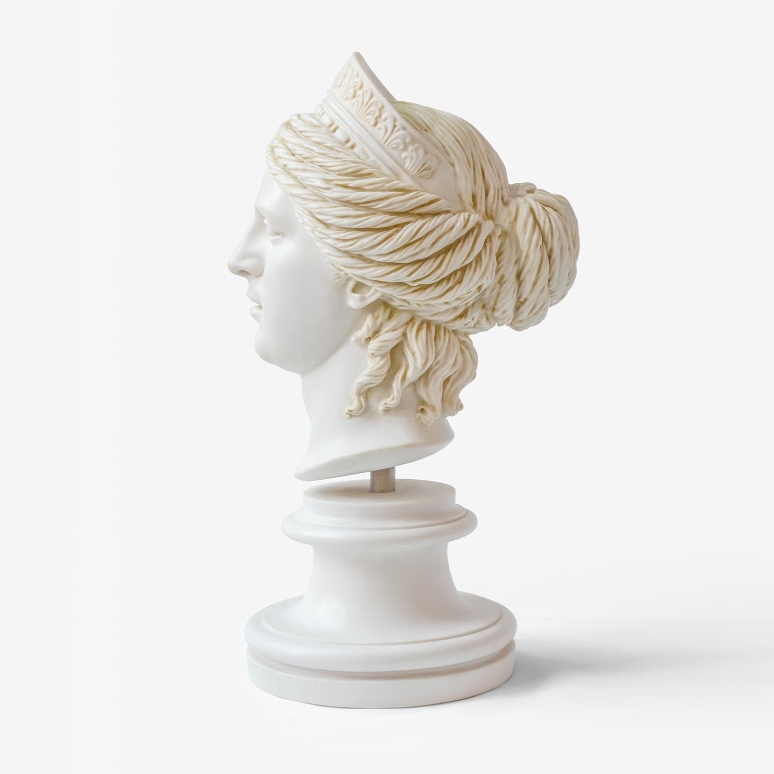 Classical Greek Goddess Hera Bust Made with Compressed Marble Powder