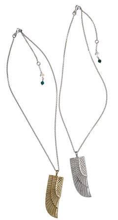 Goddess Isis Wing Pendant in Sterling Silver with Turquoise Bead