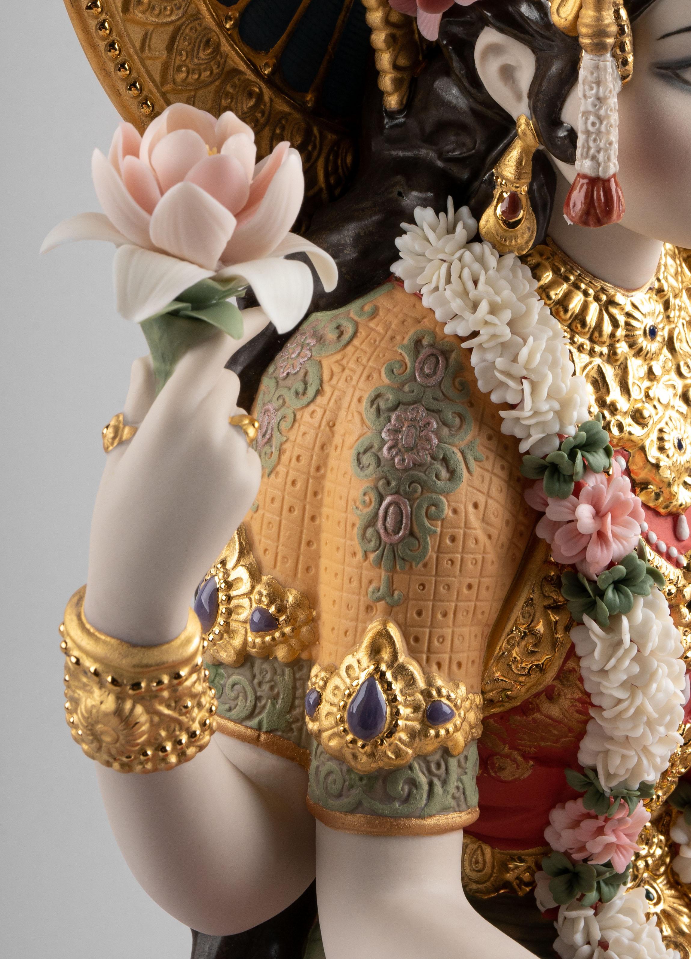 Hand-Crafted Lladró Goddess Lakshmi Sculpture, Limited Edition