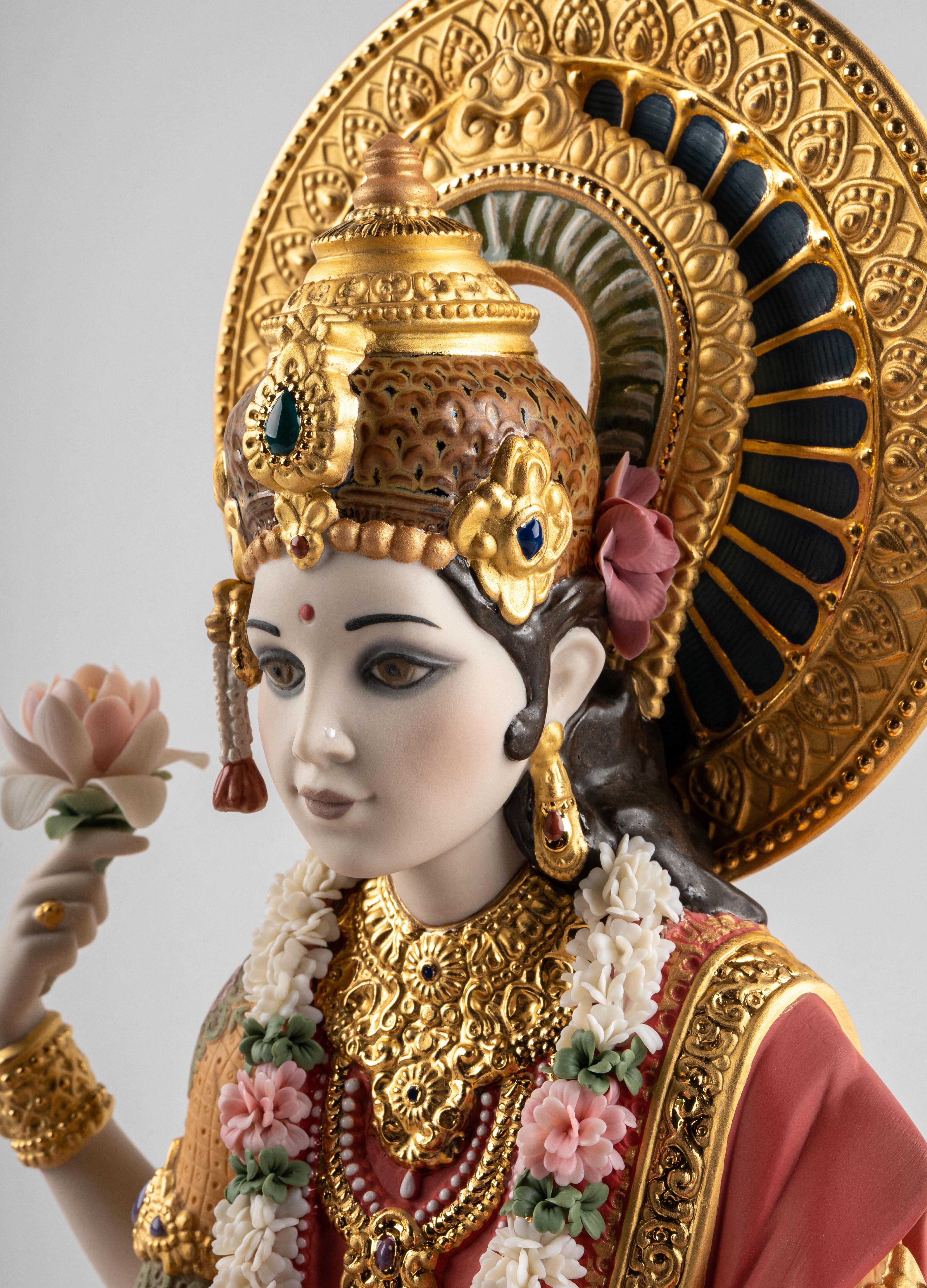 Lladró Goddess Lakshmi Sculpture, Limited Edition In New Condition In New York City, NY