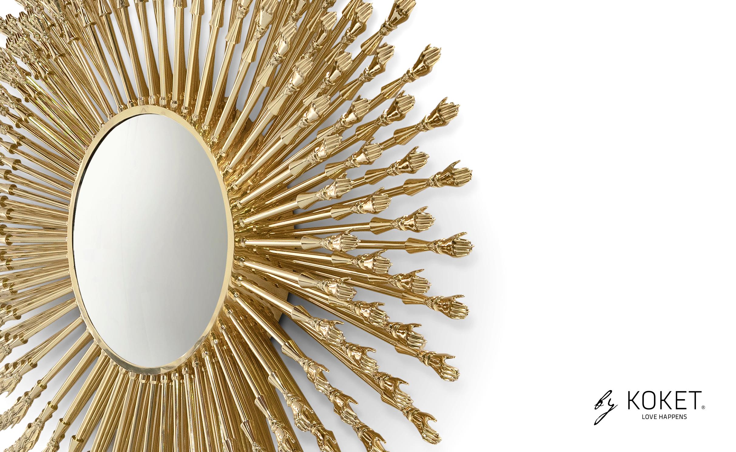 Beautiful, brilliant and unique, strength and power radiate from the Goddess. More than 200 brass hands spiral around a circular mirror, reaching to lift you up to the pedestal on which you belong. Each hand is individually crafted by Koket