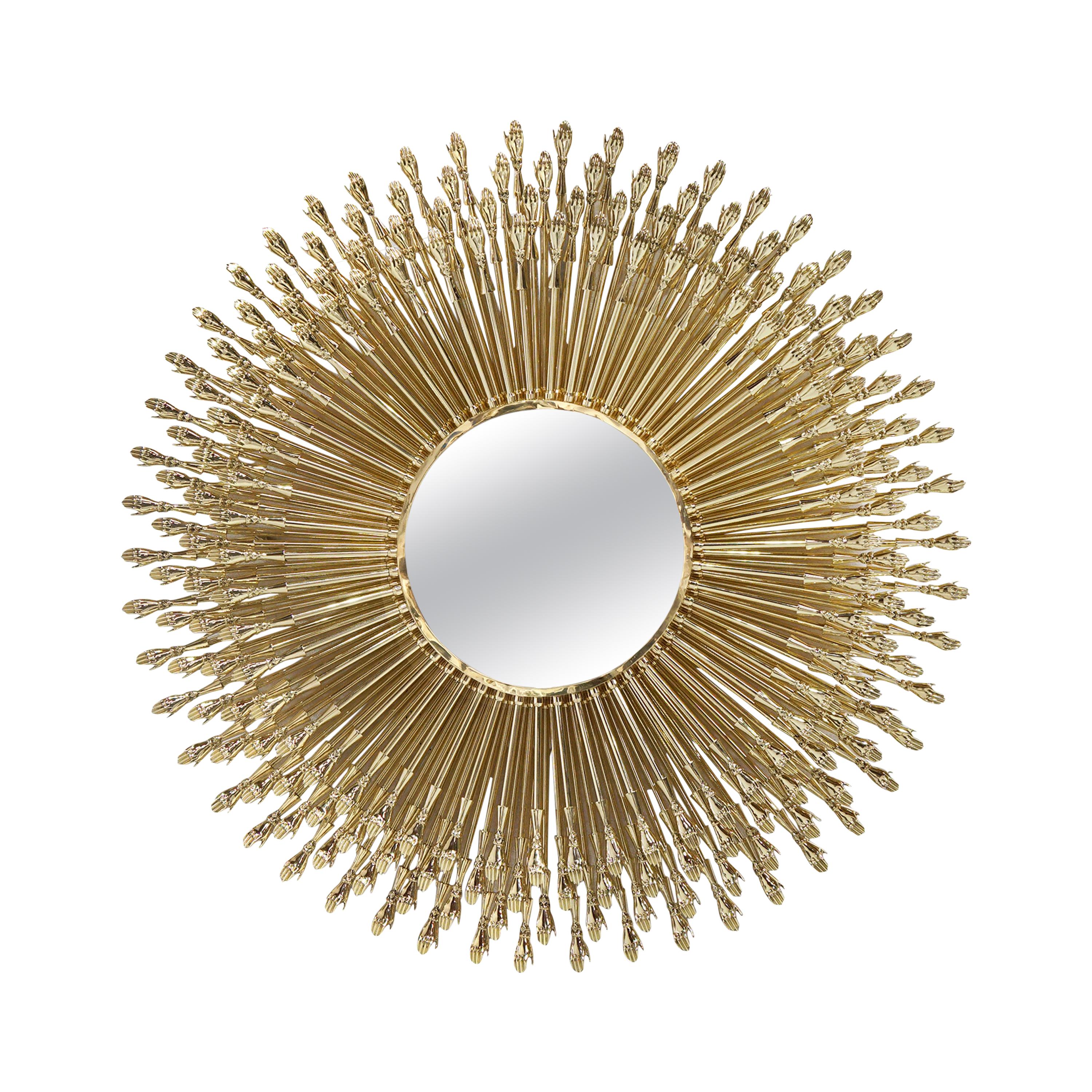 Goddess Mirror in Polished Brass With High Gloss Finish For Sale