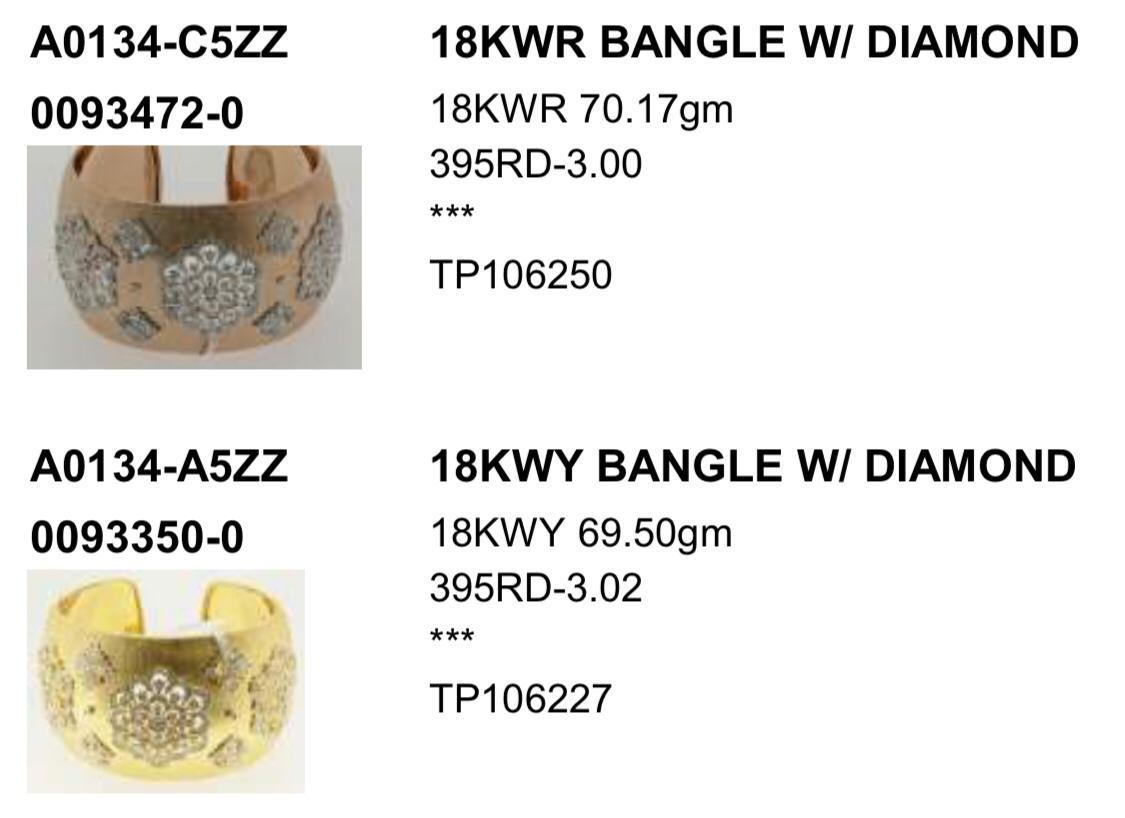 Die Göttin Prime, Manschettenarmband mit Diamanten und Gold in florentinischer Ausführung, nur ein Stück 12