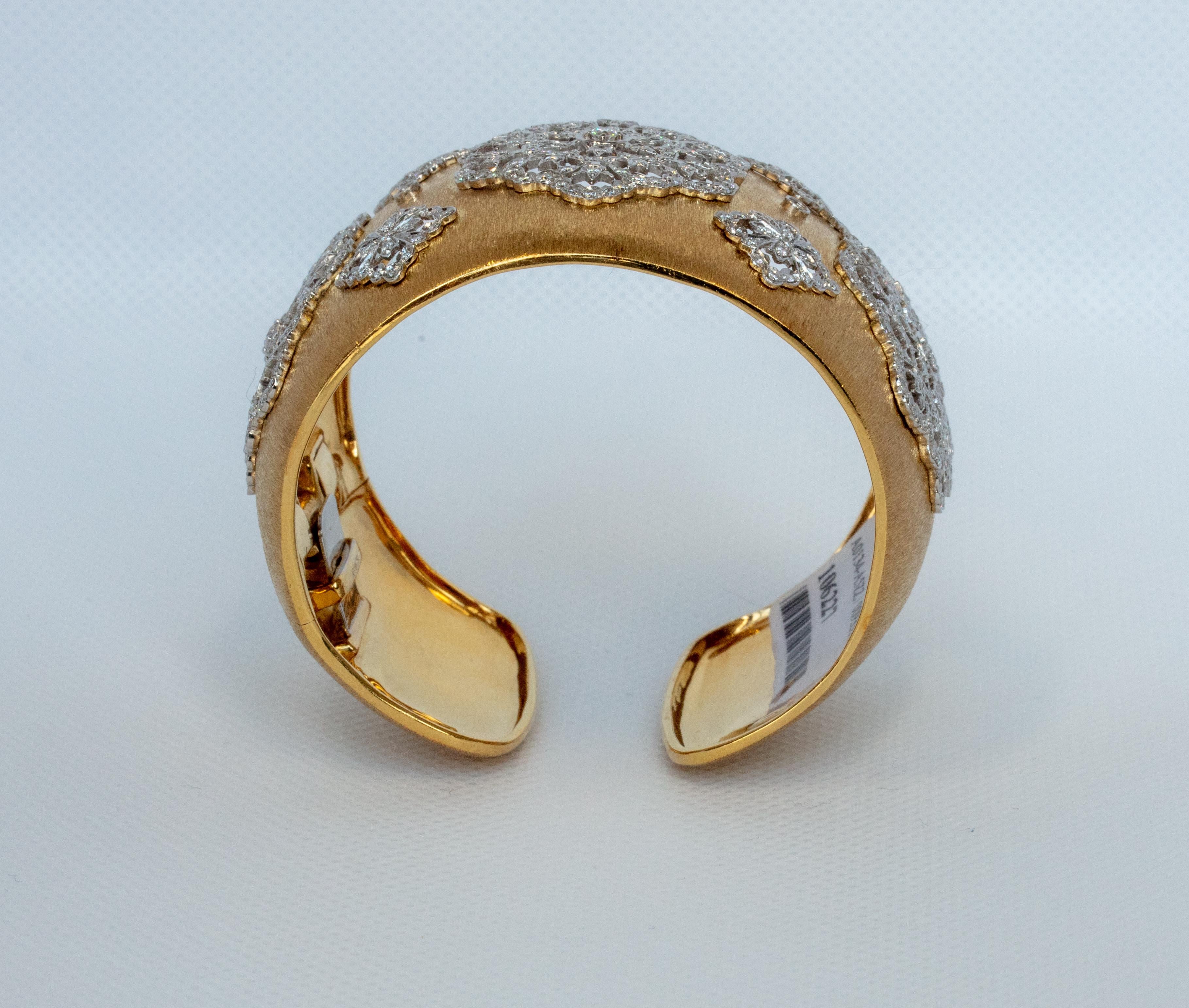Die Göttin Prime, Manschettenarmband mit Diamanten und Gold in florentinischer Ausführung, nur ein Stück 1