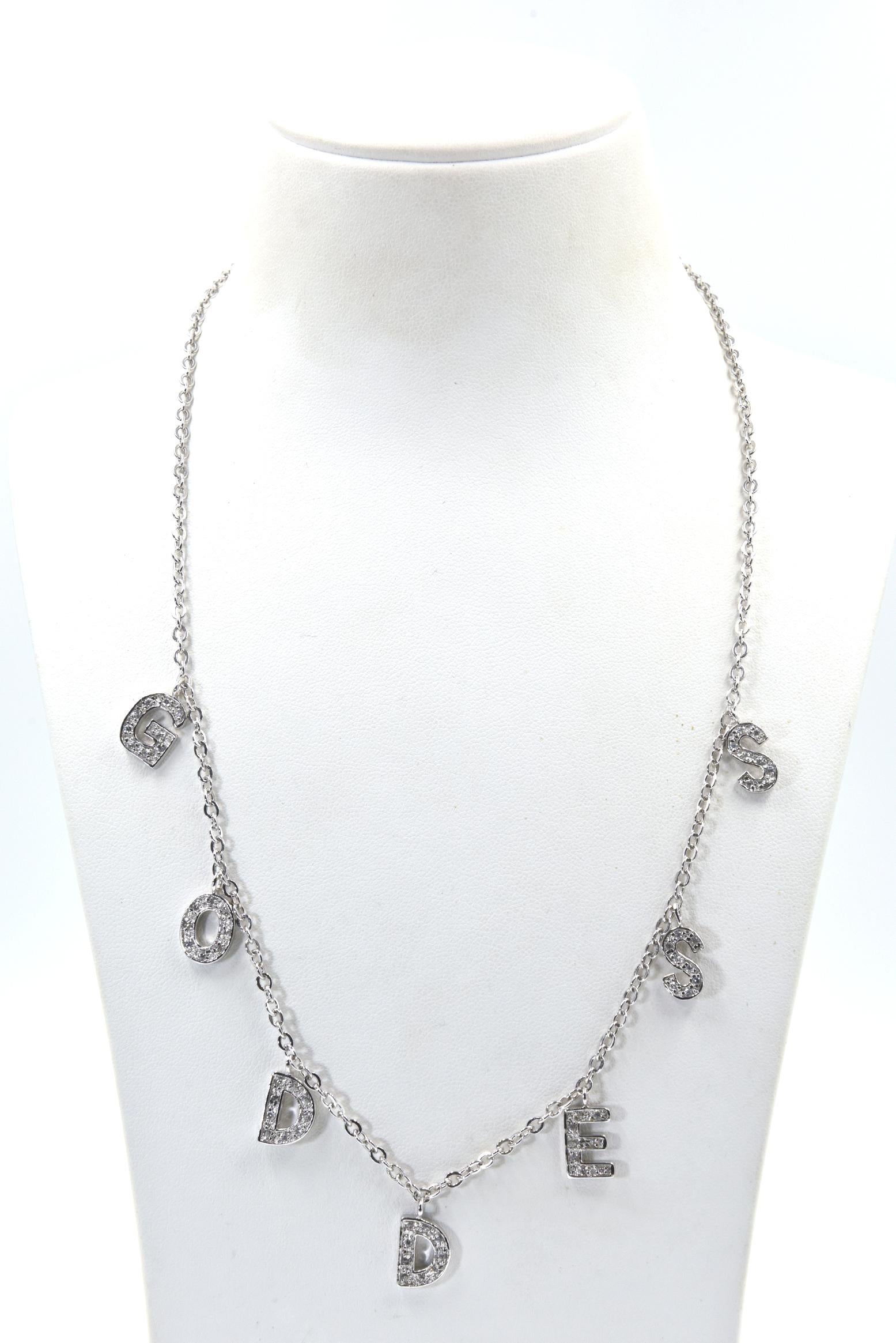 Goddess Sterling and Crystal Necklace For Sale 5