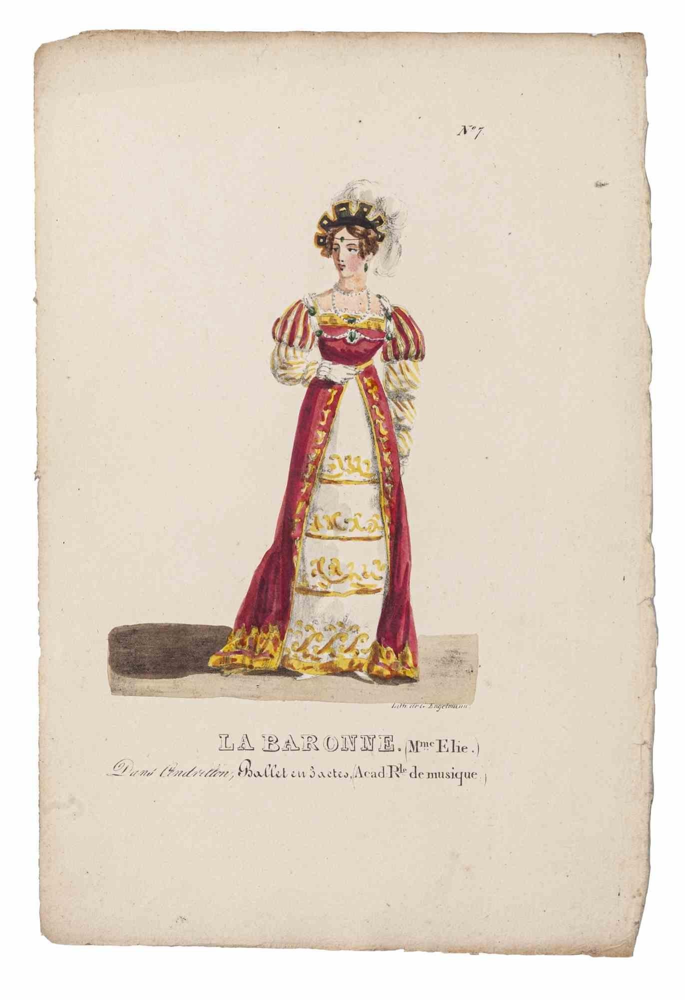 Grands Théâtres de Paris - La Baronne - Original Lithograph - 19th century