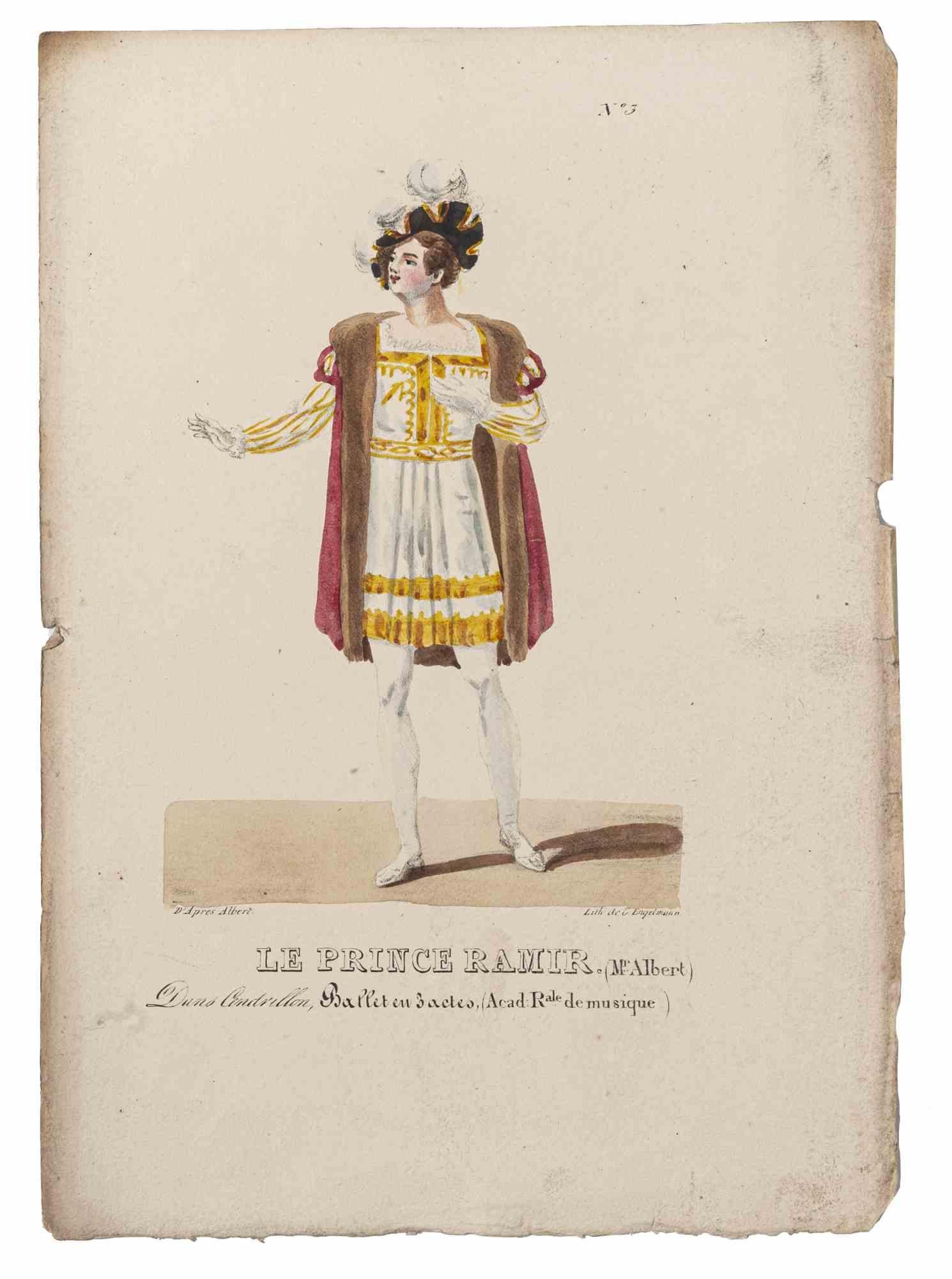 Figurative Print Godefroy Engelmann - Grands Théâtres de Paris - Le Prince Ramir - Lithographie originale - 19e siècle