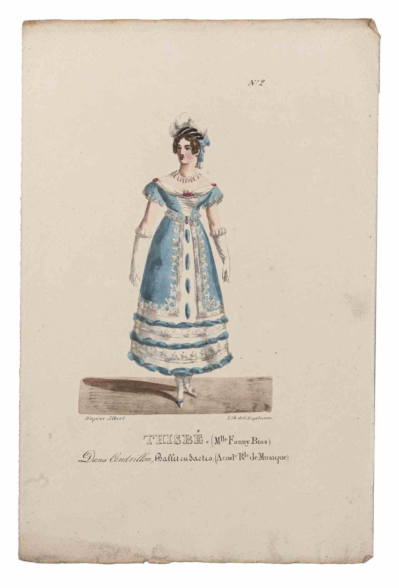 Grands Théâtres de Paris - Thisbe - Lithographie originale - 19e siècle