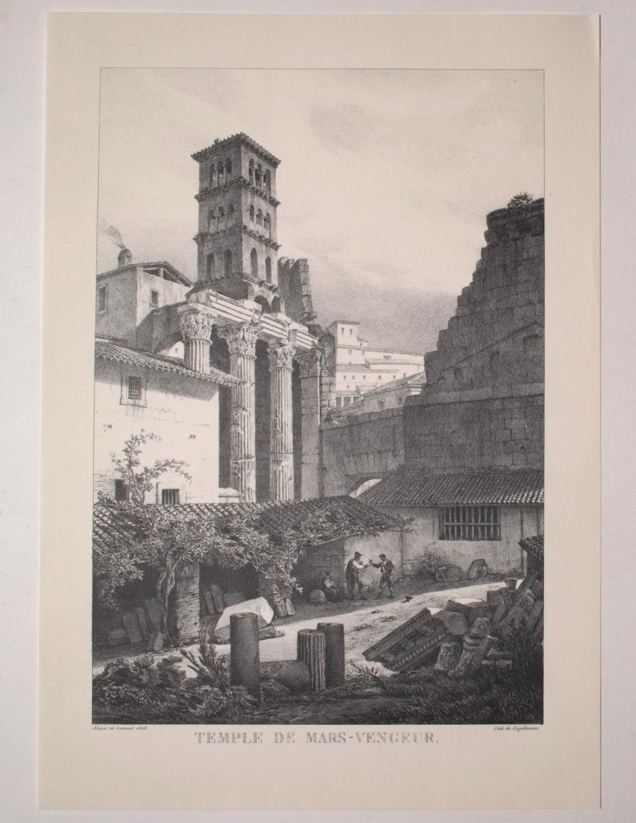 Godefroy Engelmann Landscape Print - Roman Temple - Vintage Offset Print after G. Engelmann - Early 20th Century