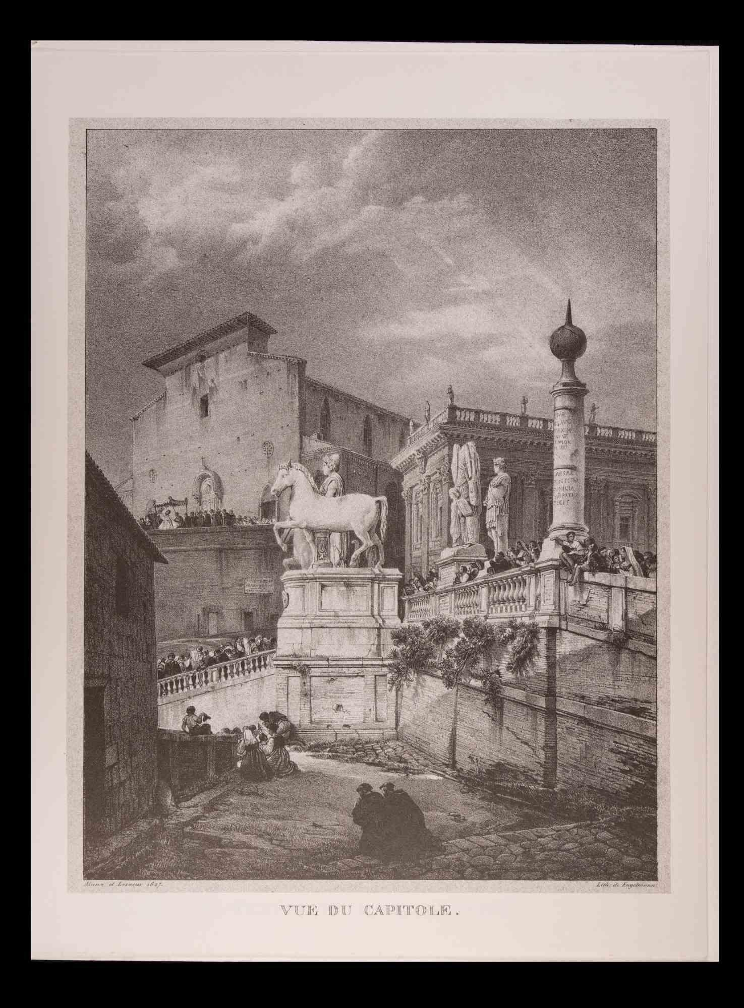 Roman Temples and Ruins - Offset After G. Engelmann - Late 20th Century - Print by Godefroy Engelmann